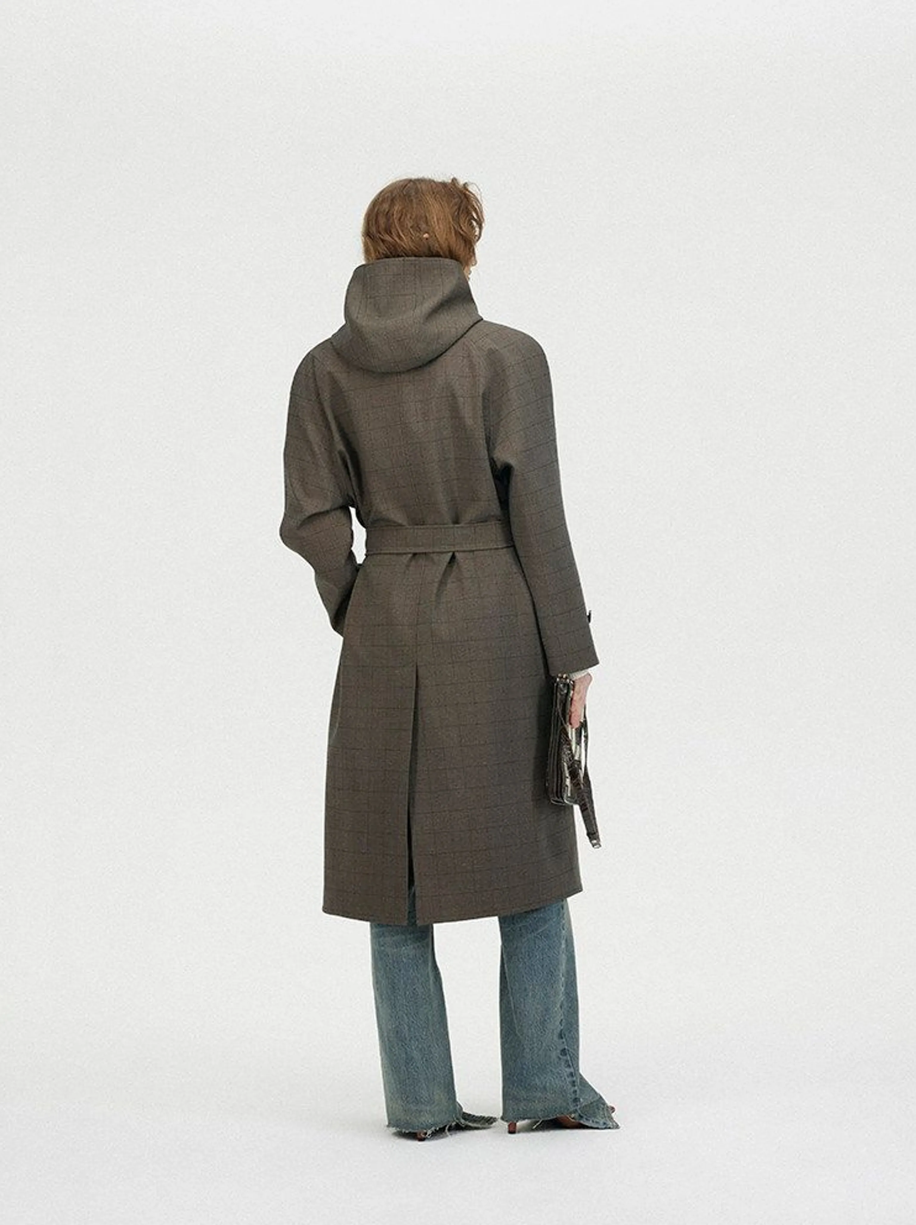 Checked Hooded Coat - Image 4