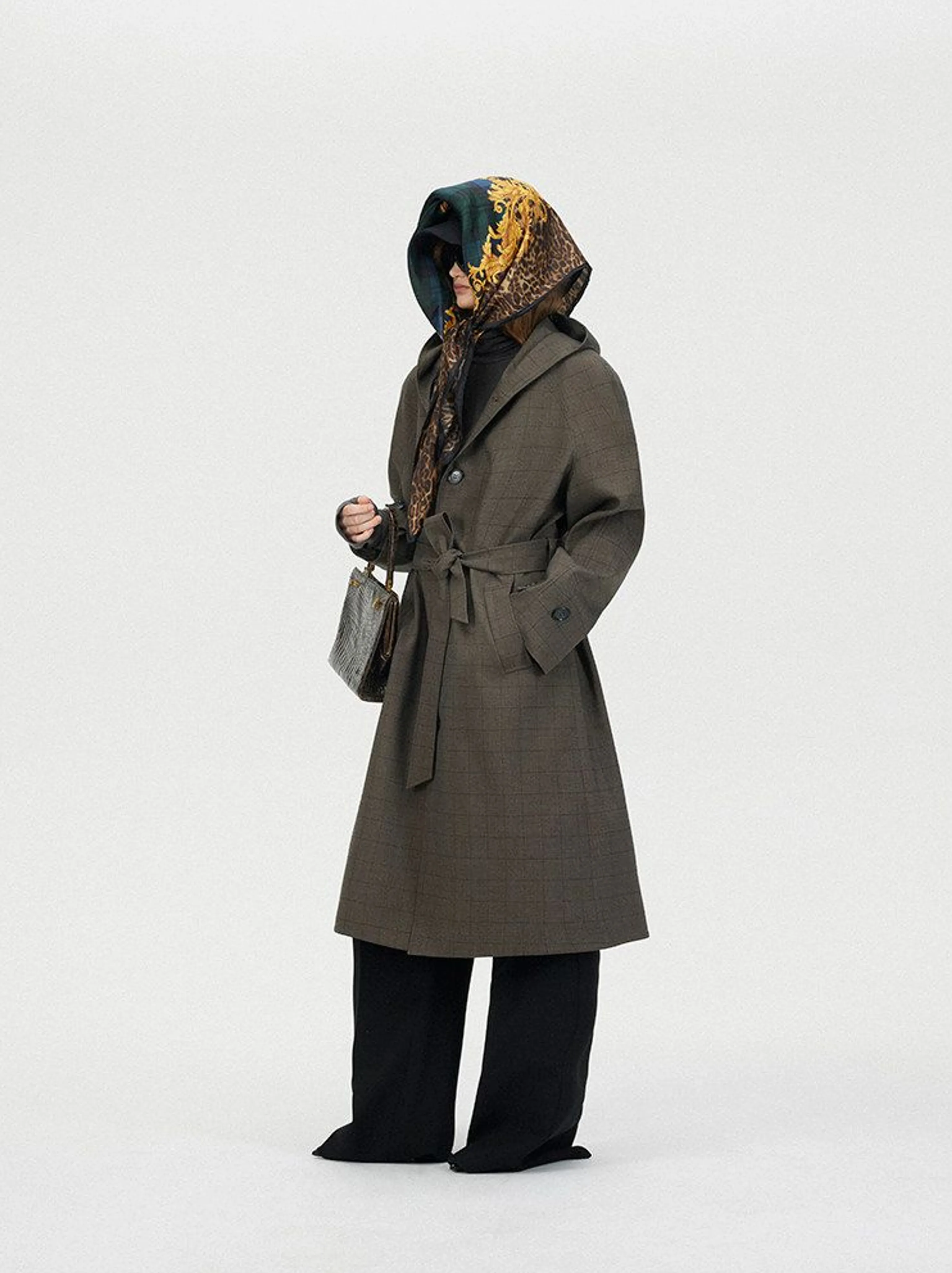 Checked Hooded Coat - Image 5