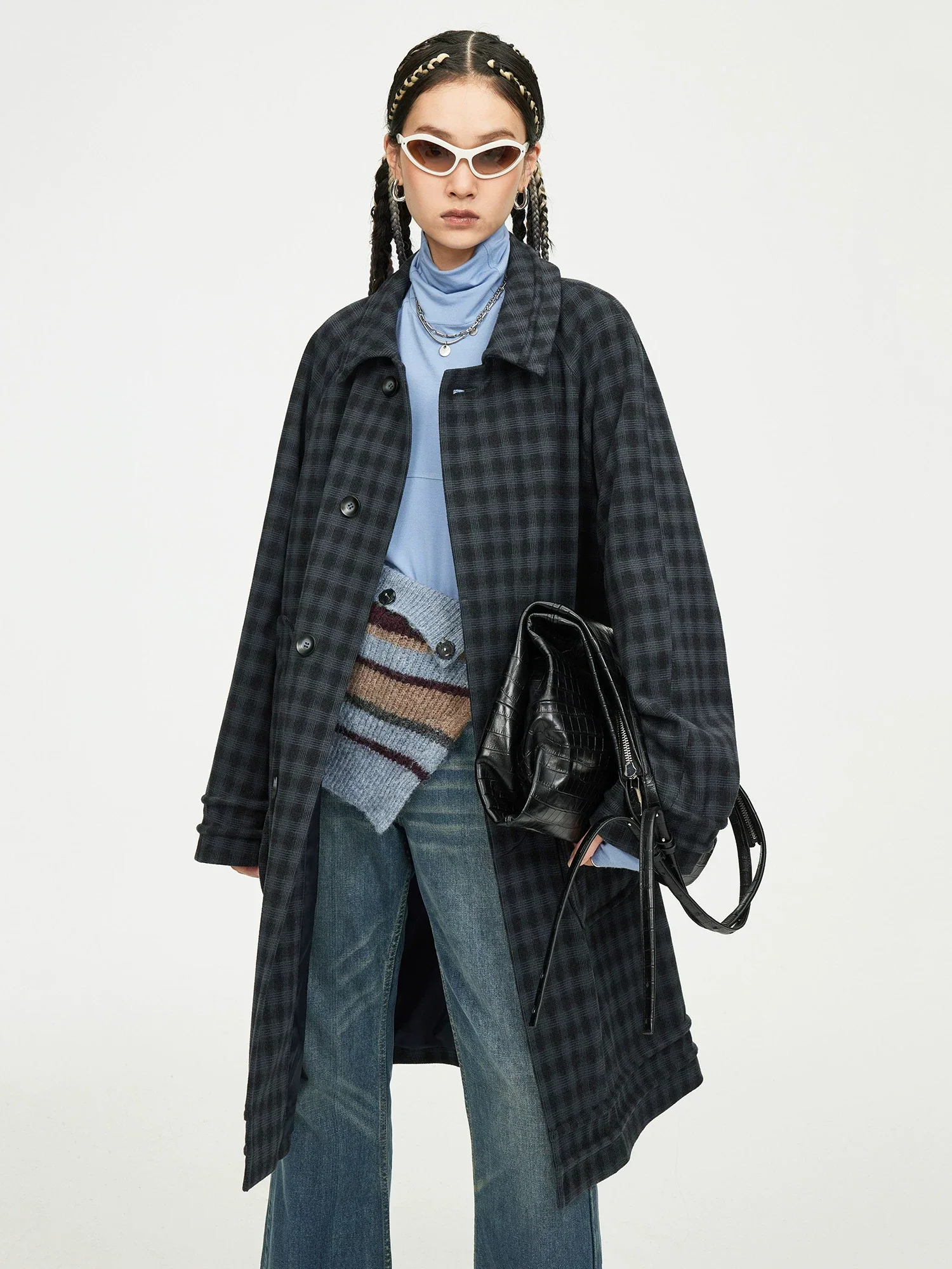 Checked Raglan Coat
