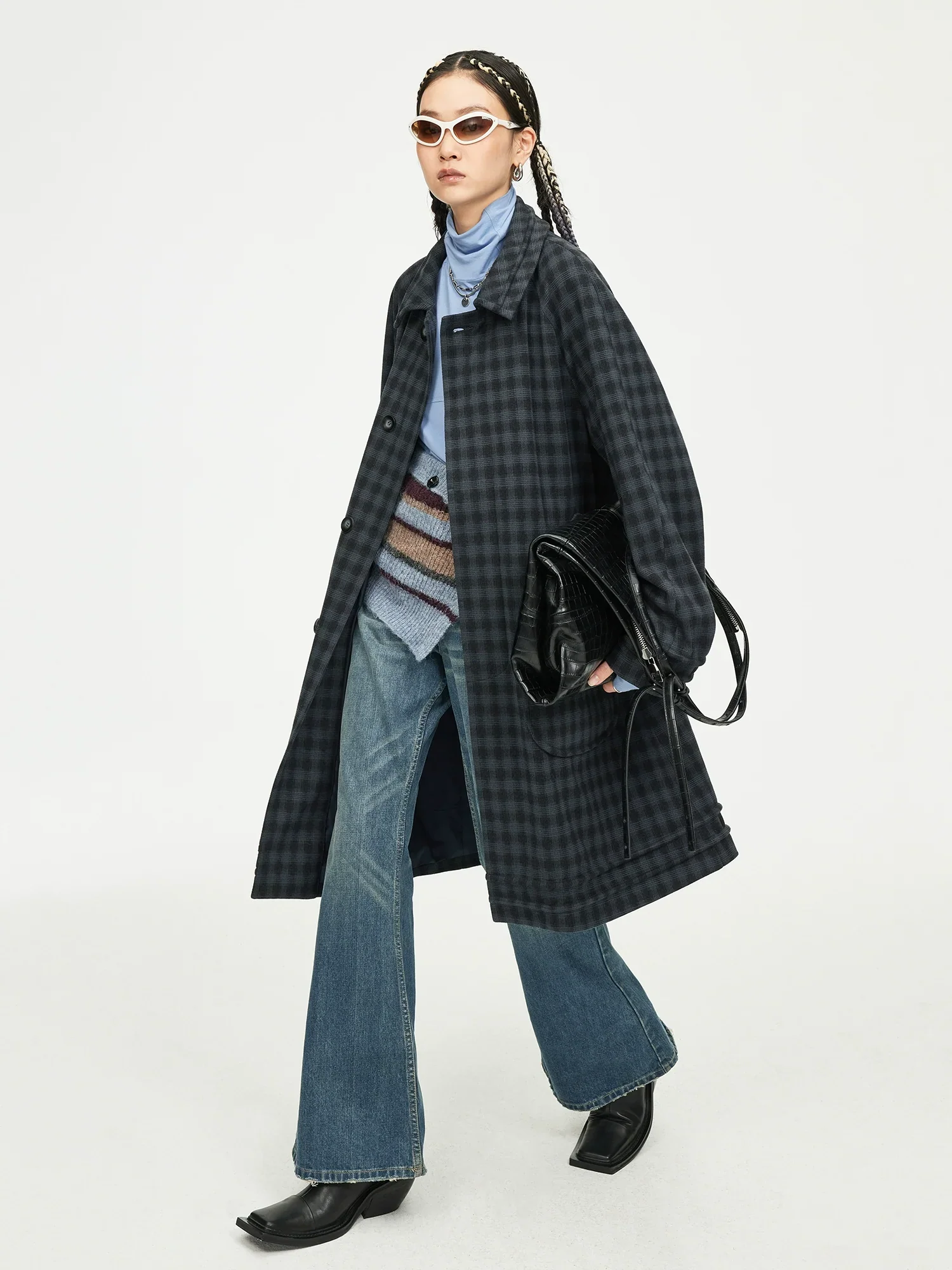 Checked Raglan Coat - Image 2