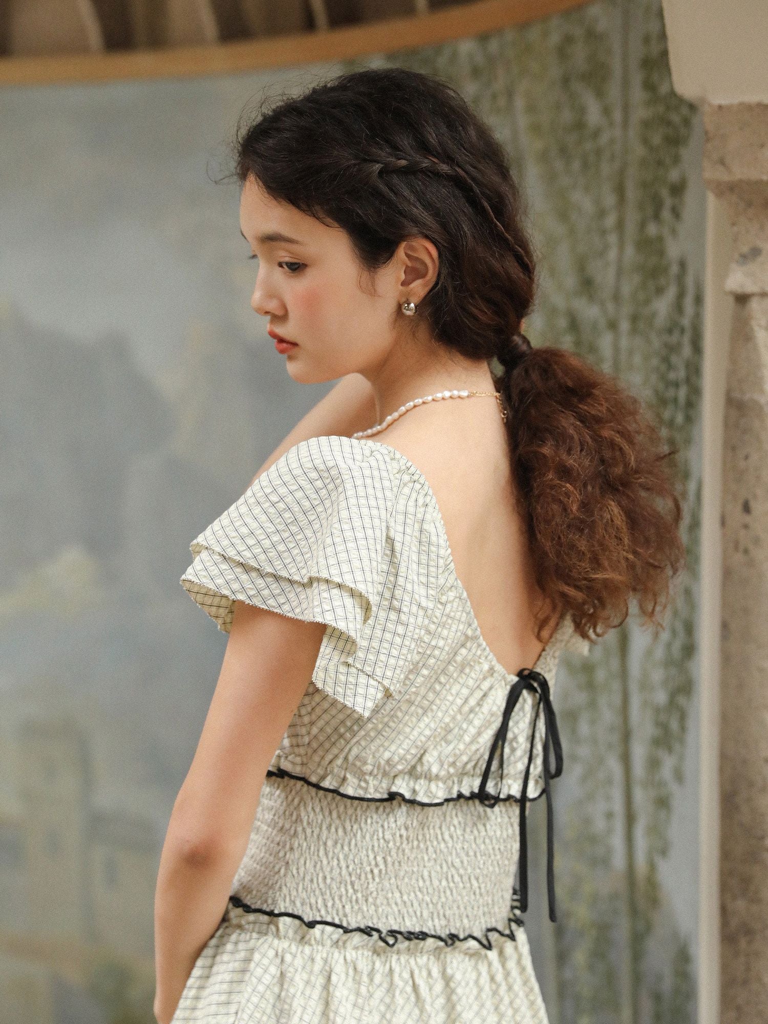 Checked Smocked Dress - Image 3