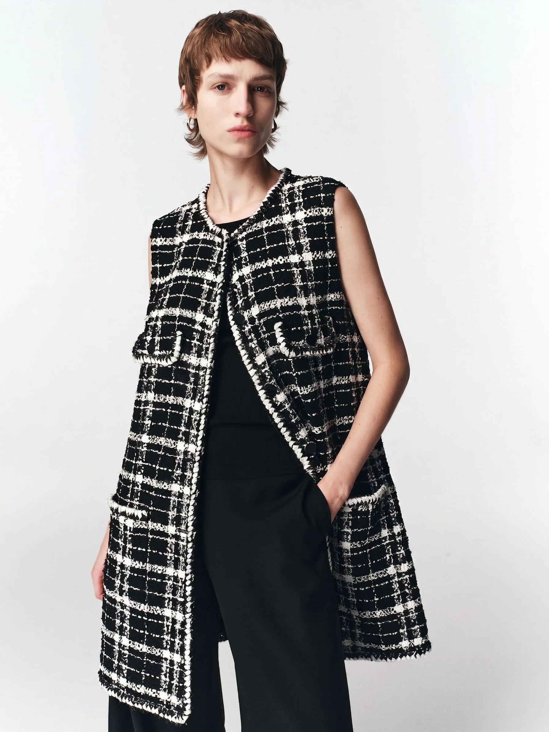 Checked Tweed Vest