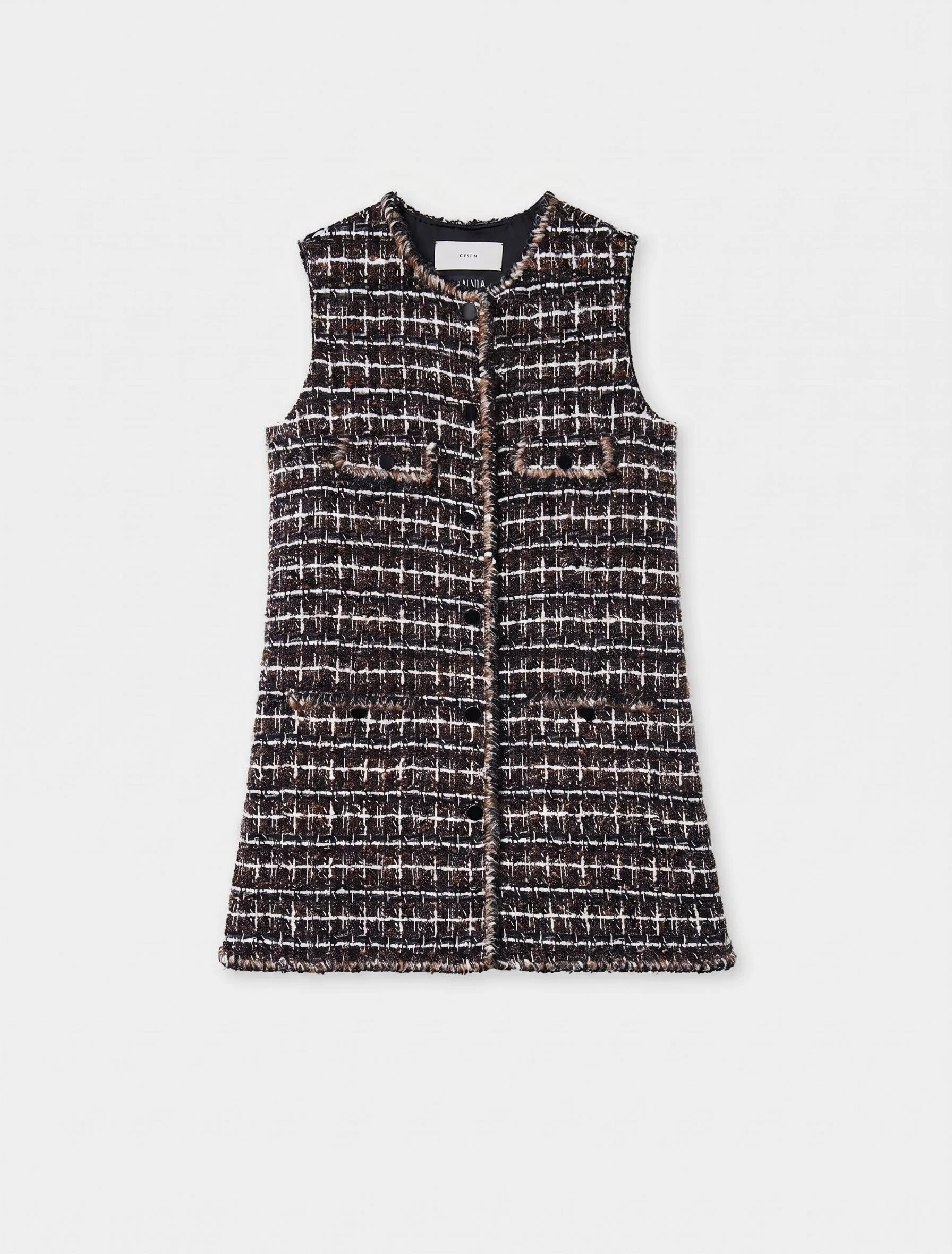 Checked Tweed Vest - Image 9