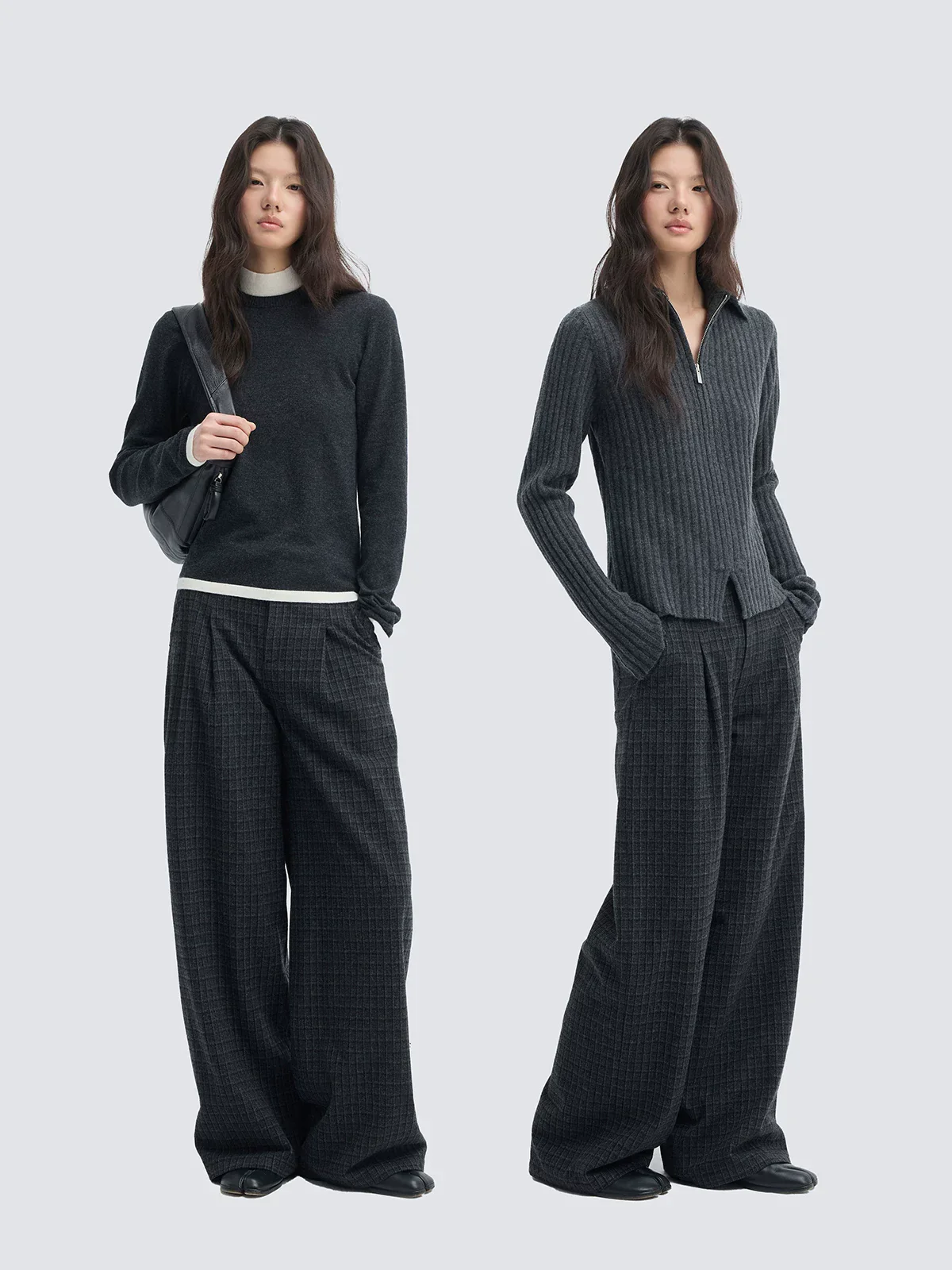 Checked Wide-Leg Trousers - Image 3
