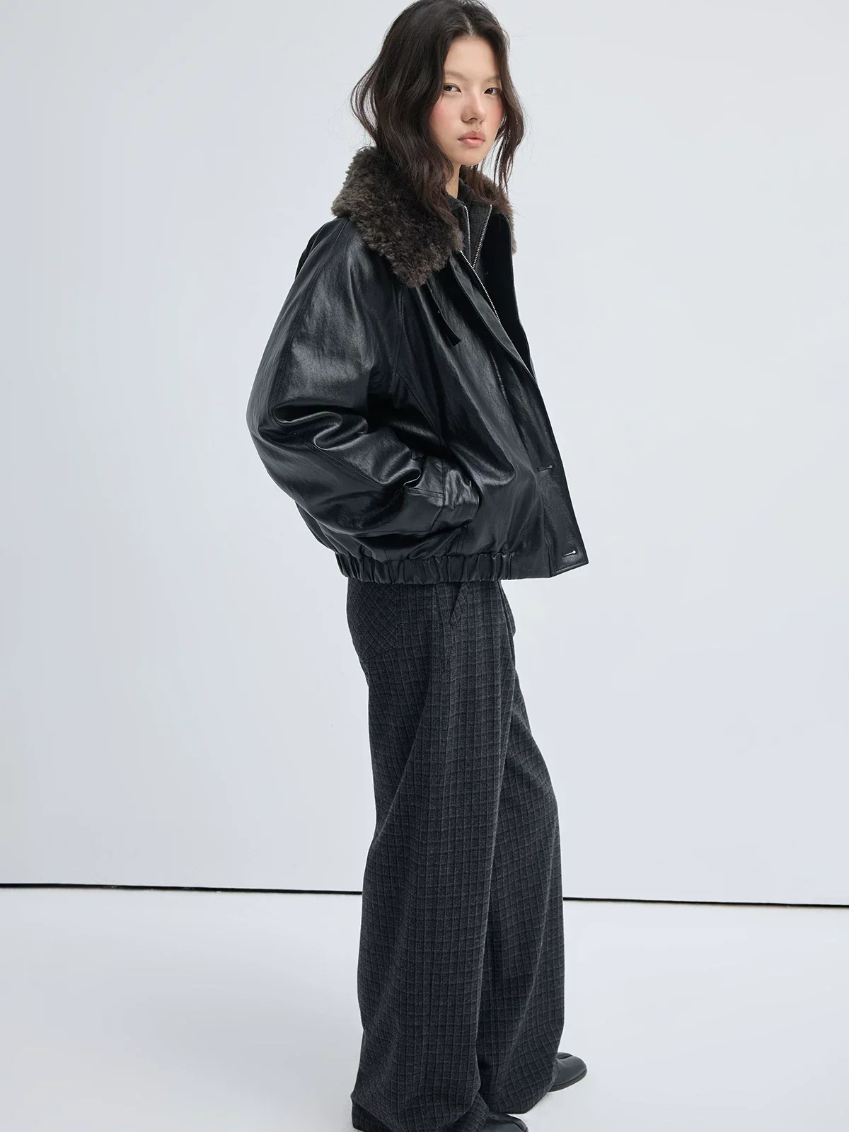 Checked Wide-Leg Trousers - Image 4