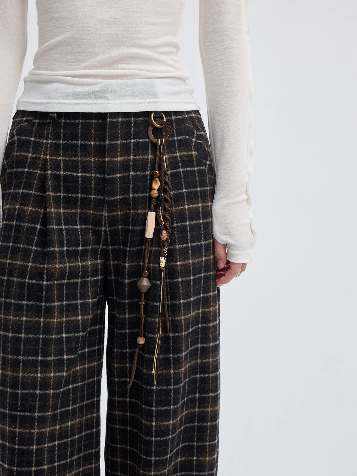 Checked Wide-Leg Trousers - Image 5