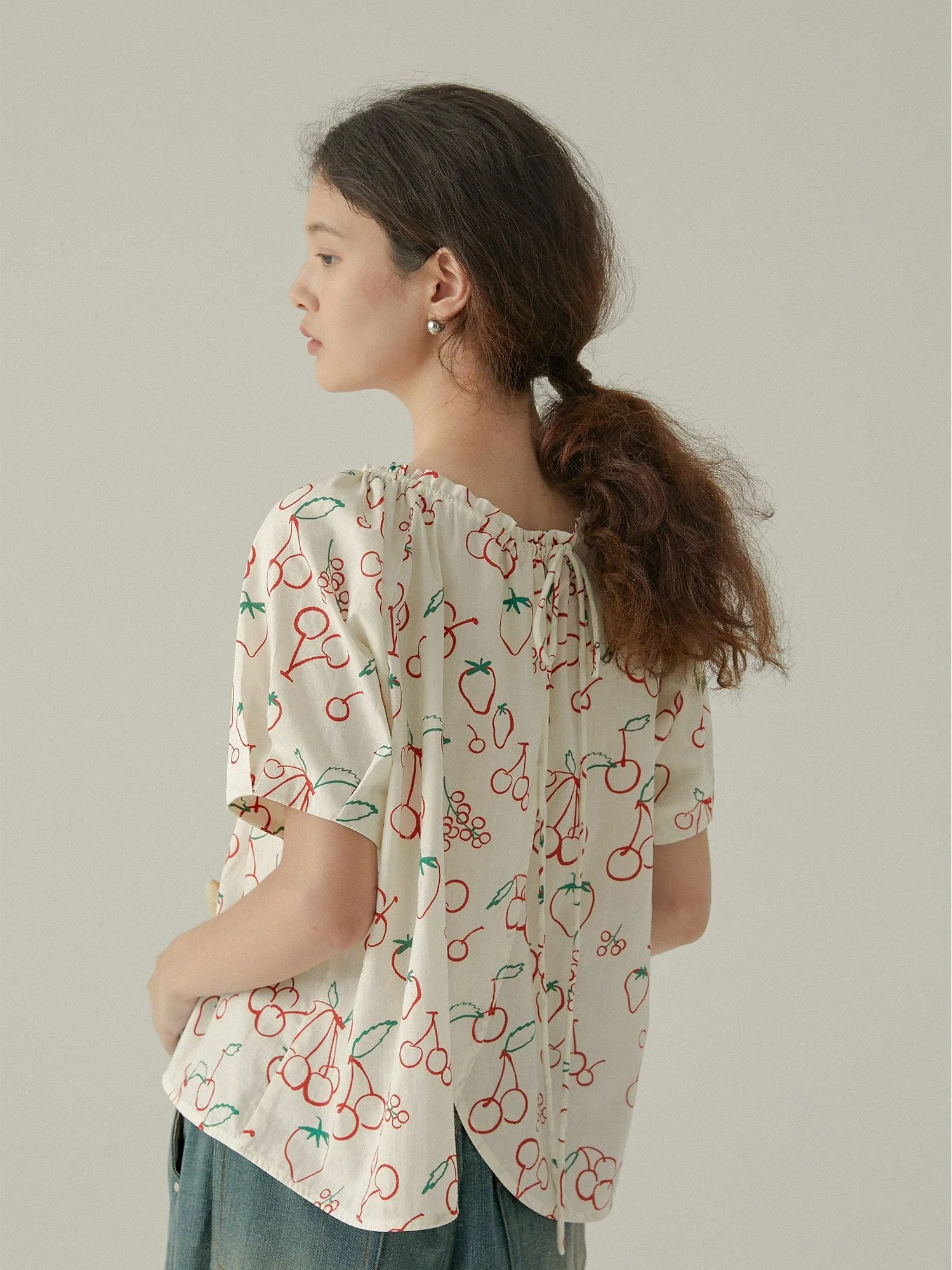 Cherry Print Blouse - Image 2