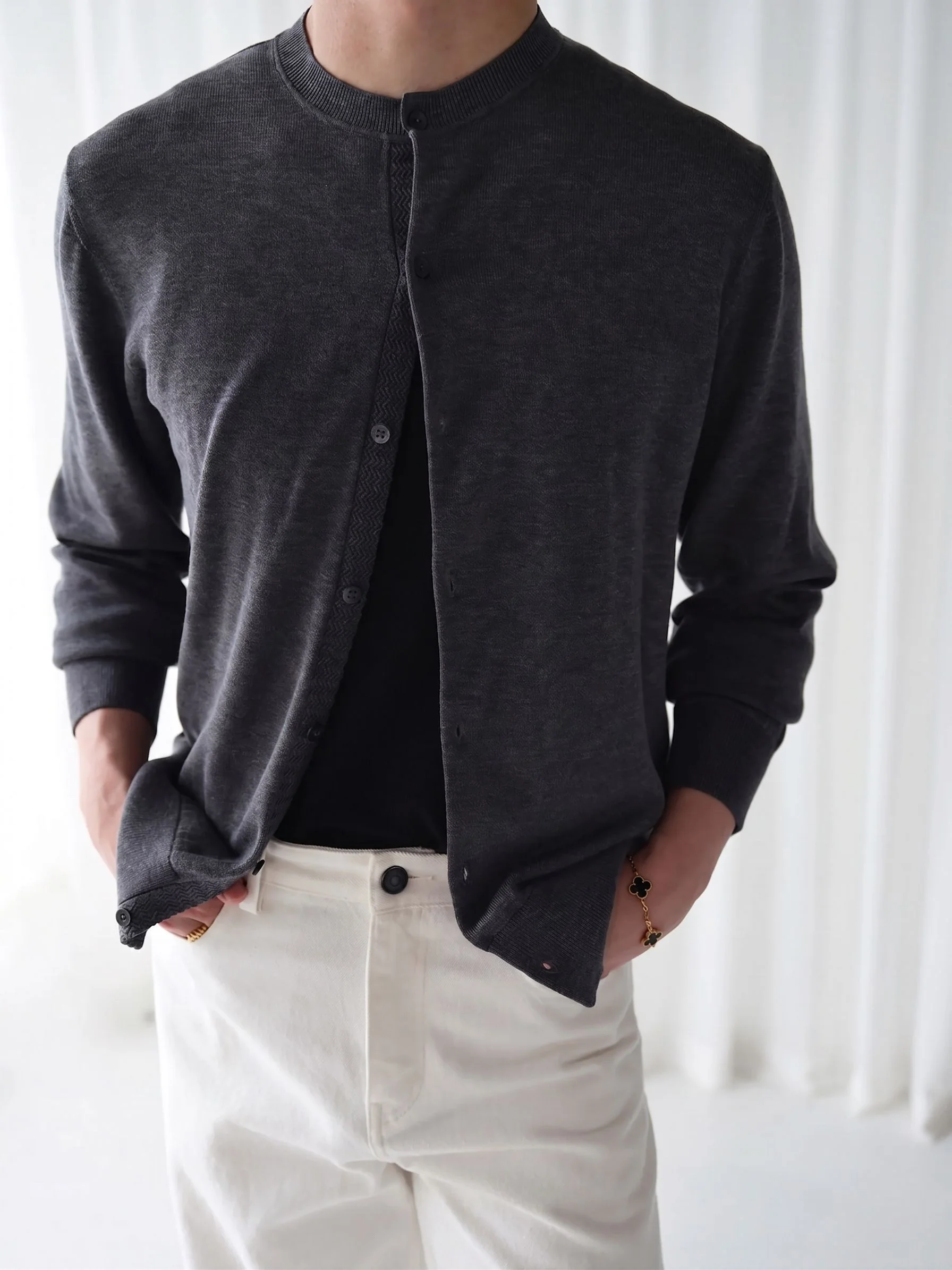 Chevron Placket Cardigan - Image 4