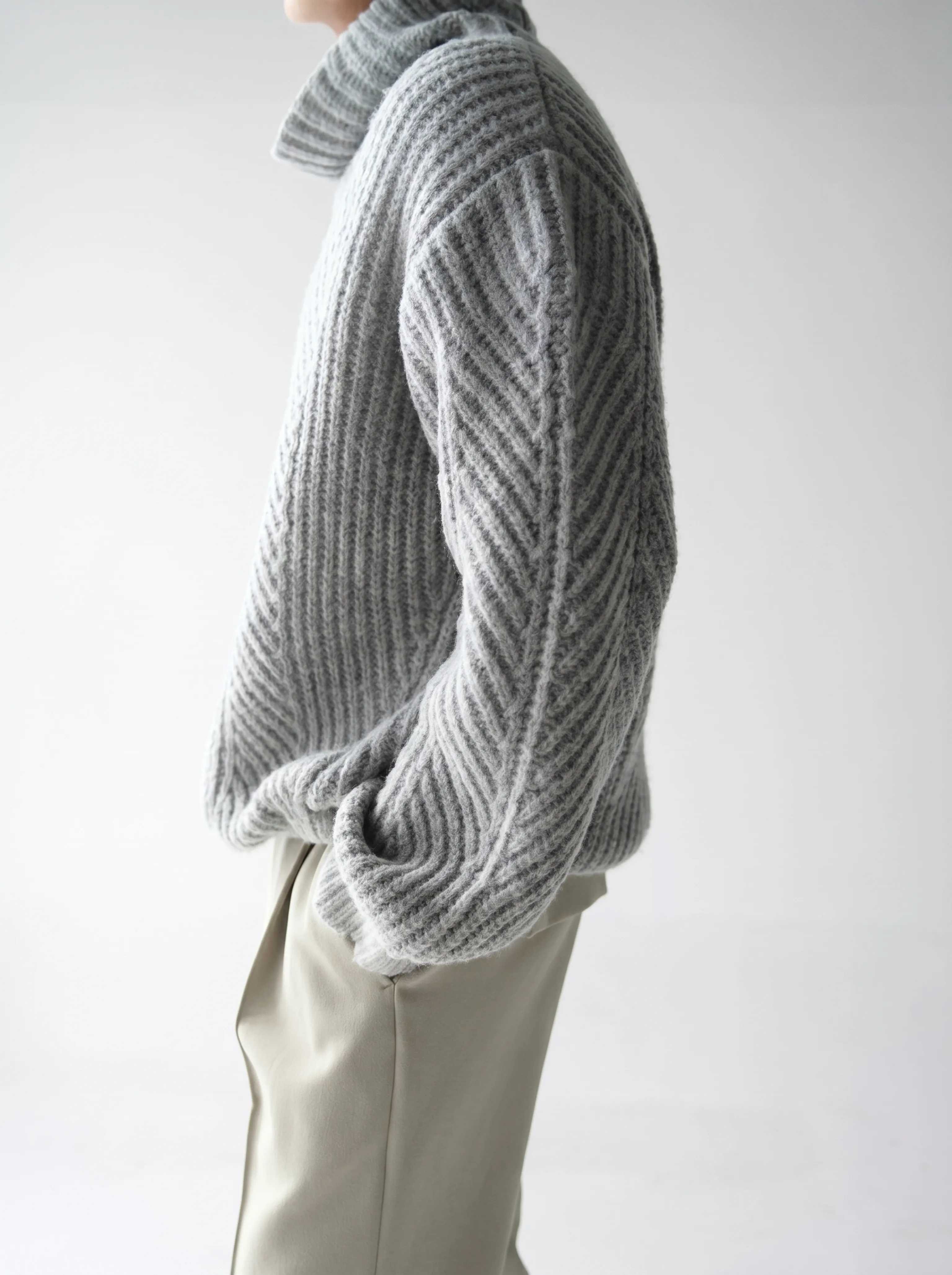 Chevron Rib Merino Drawcord Turtleneck - Image 5