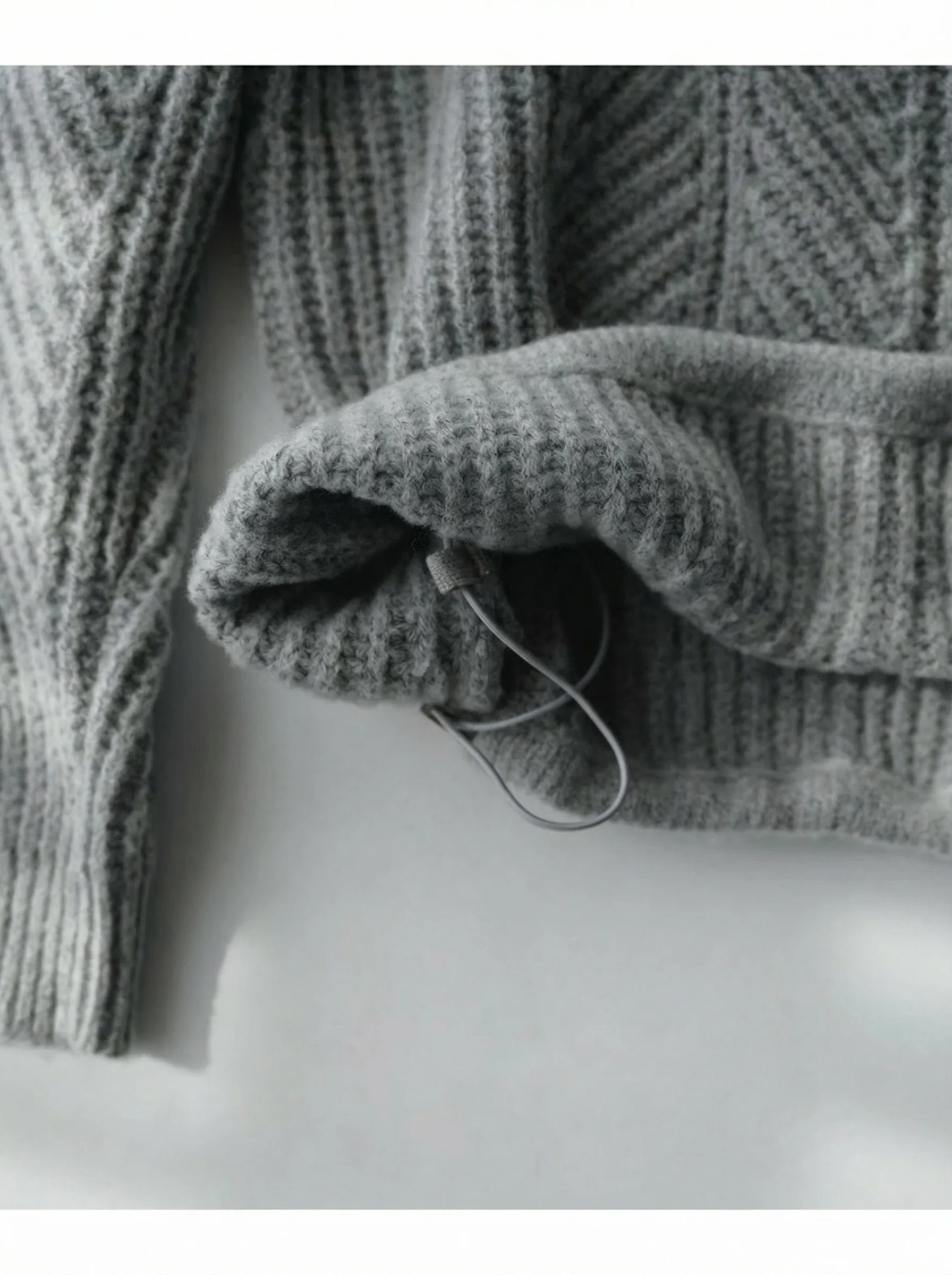 Chevron Rib Merino Drawcord Turtleneck - Image 7