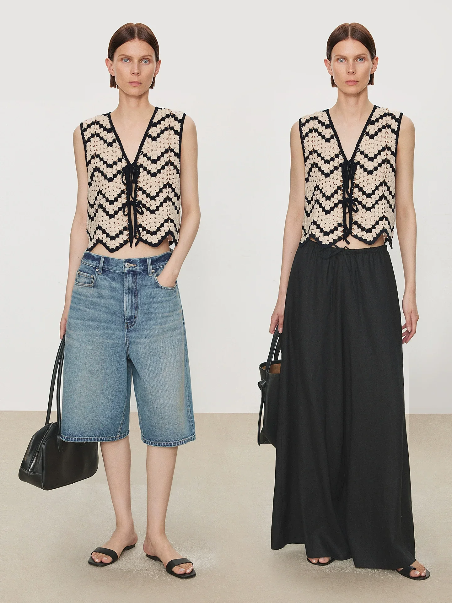 Chevron Shell Crochet Vest & Camisole Set - Image 3