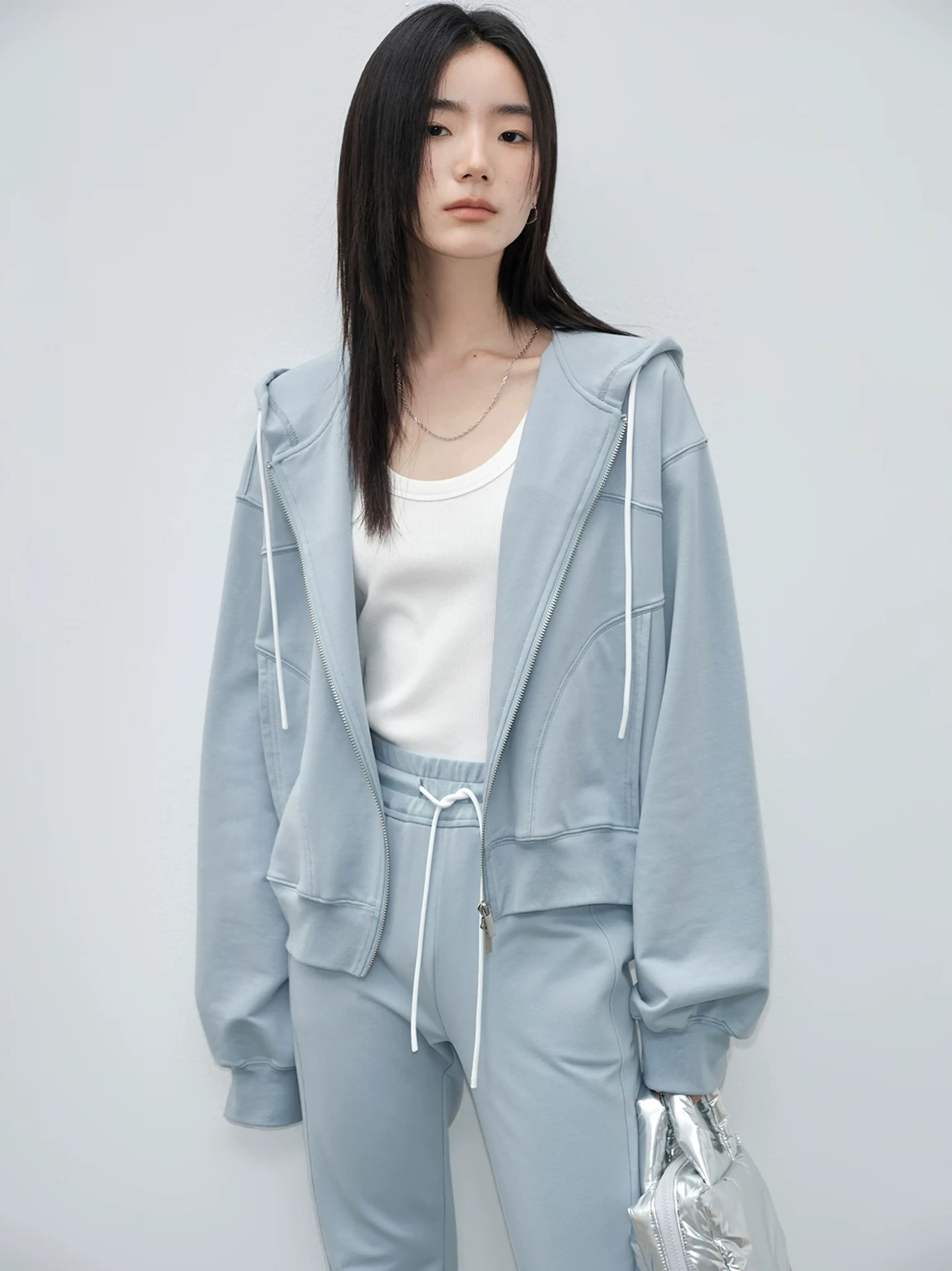 Chic Dual-Tone Hoodie and Flared Pants Set