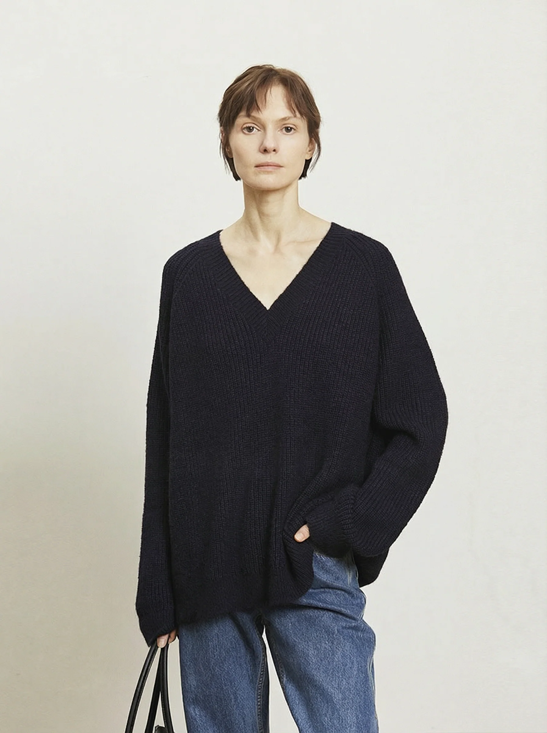 Chunky Rib V-neck Sweater - Image 3