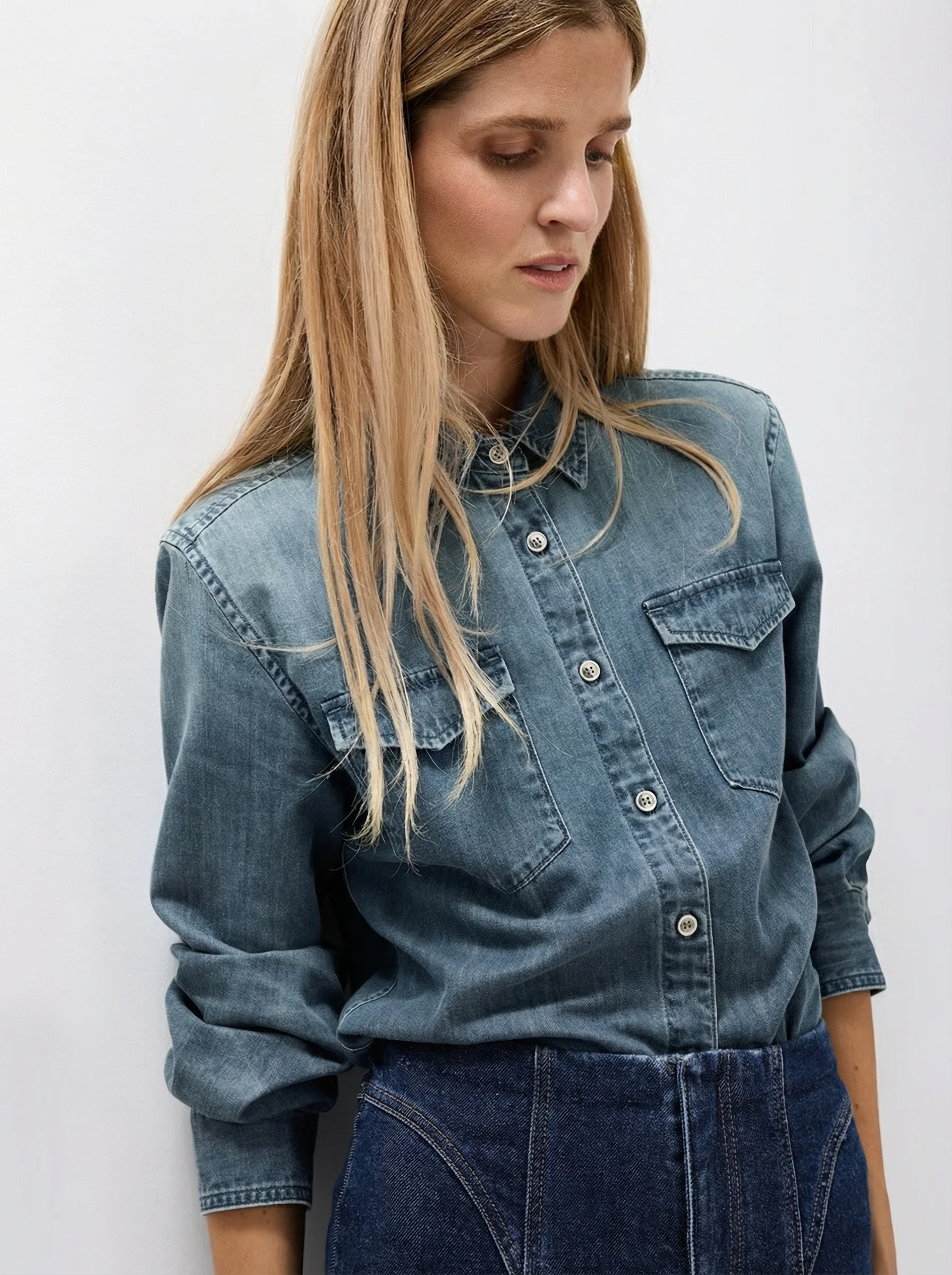 Cindy Lyocell-Cotton Denim Shirt - Image 3