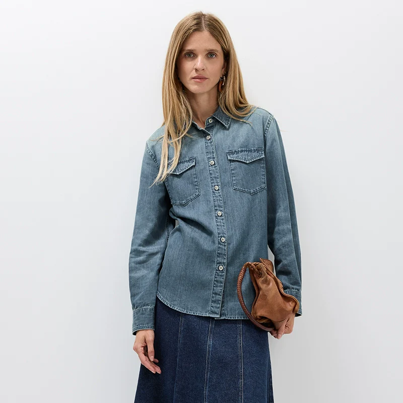 Cindy Lyocell-Cotton Denim Shirt - Image 4
