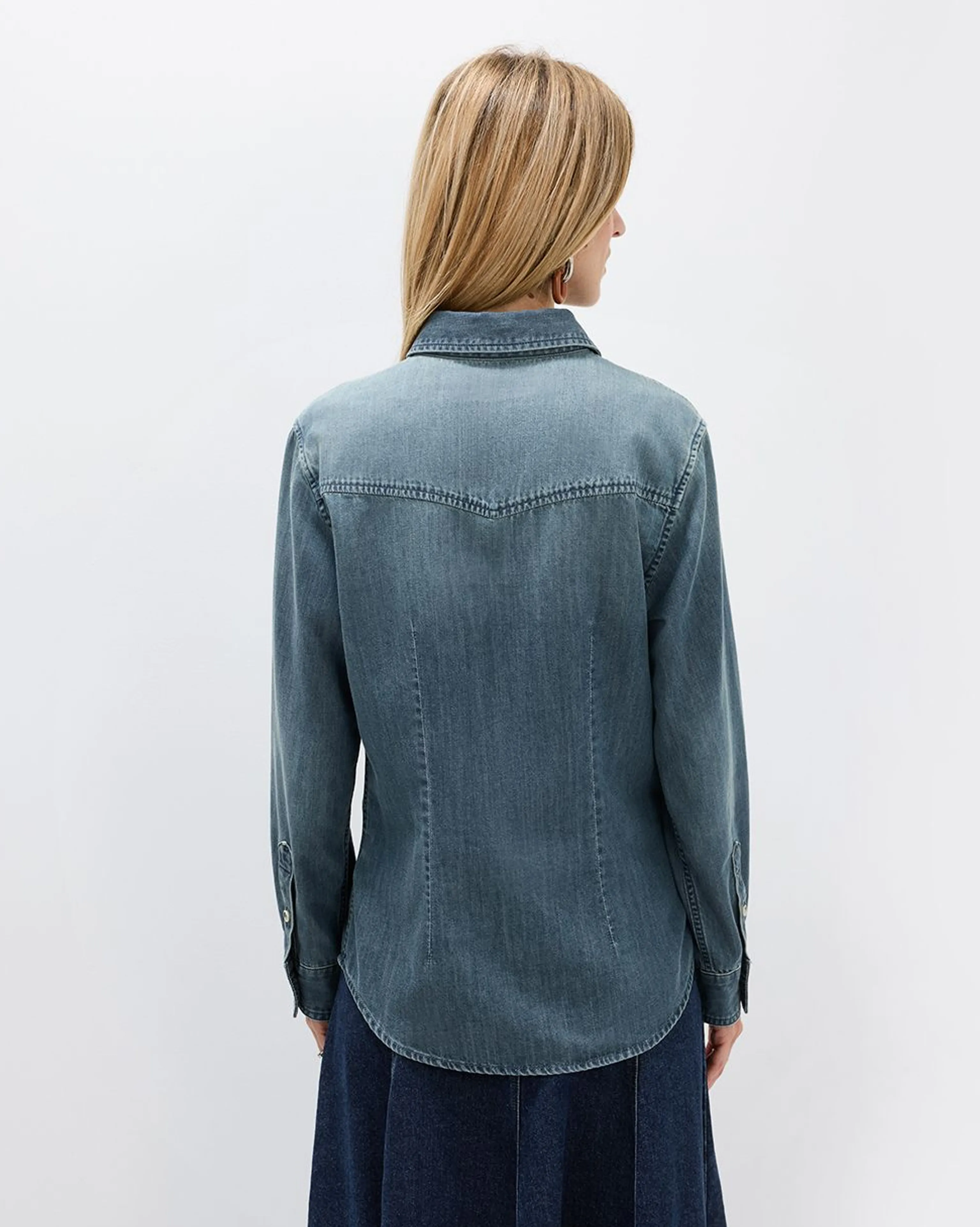 Cindy Lyocell-Cotton Denim Shirt - Image 6