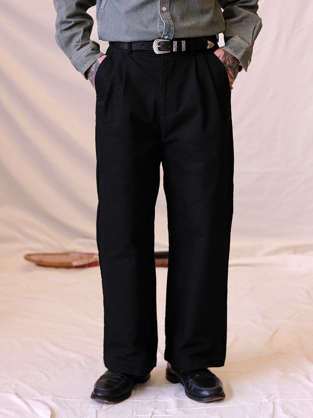 Classic Black Pleated Trousers