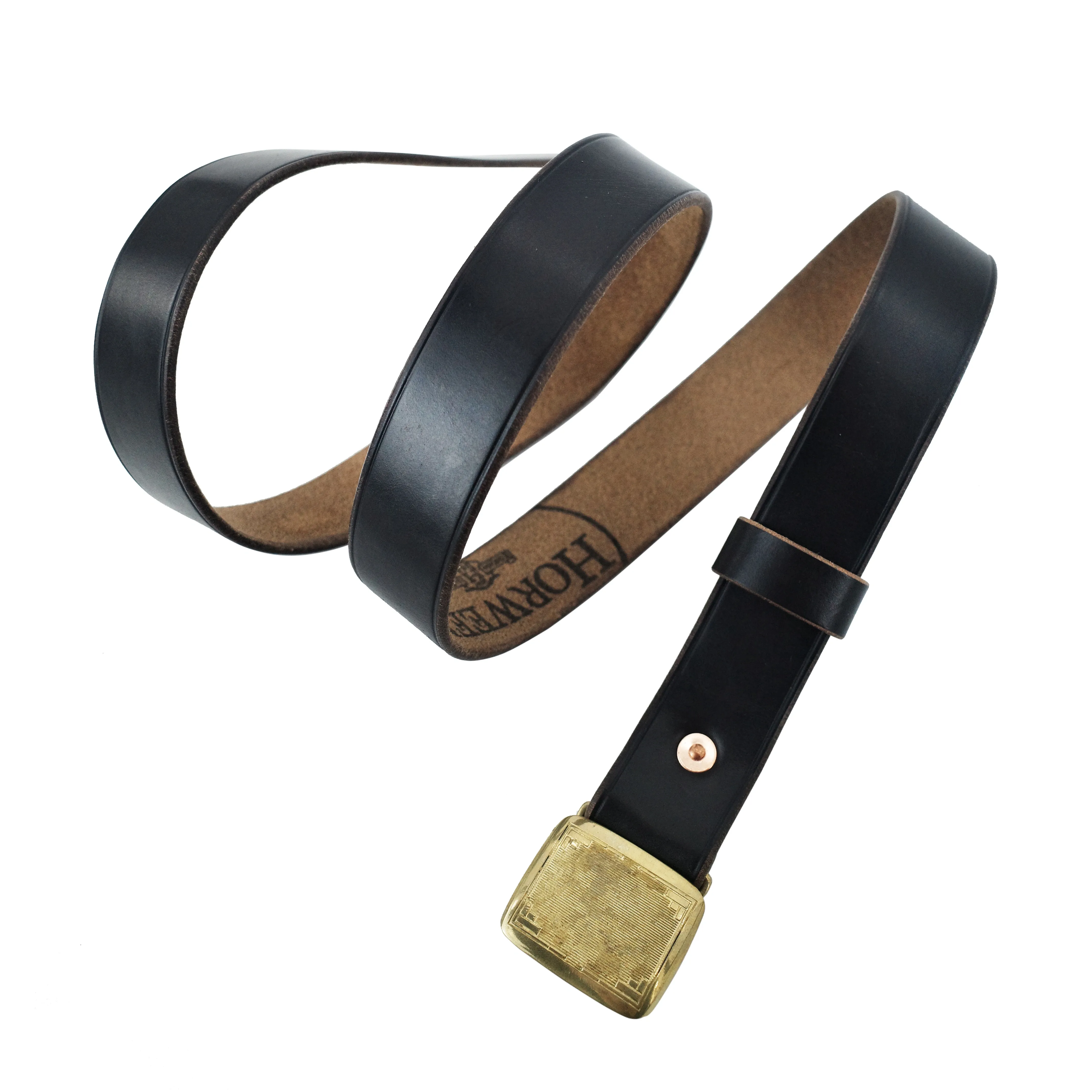Classic Brass Buckle Leather Belt - Image 6