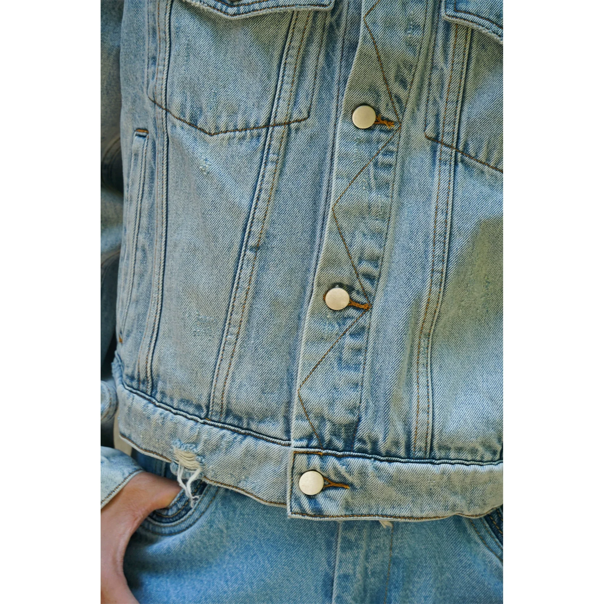 Classic Distressed Denim Jacket - Image 3