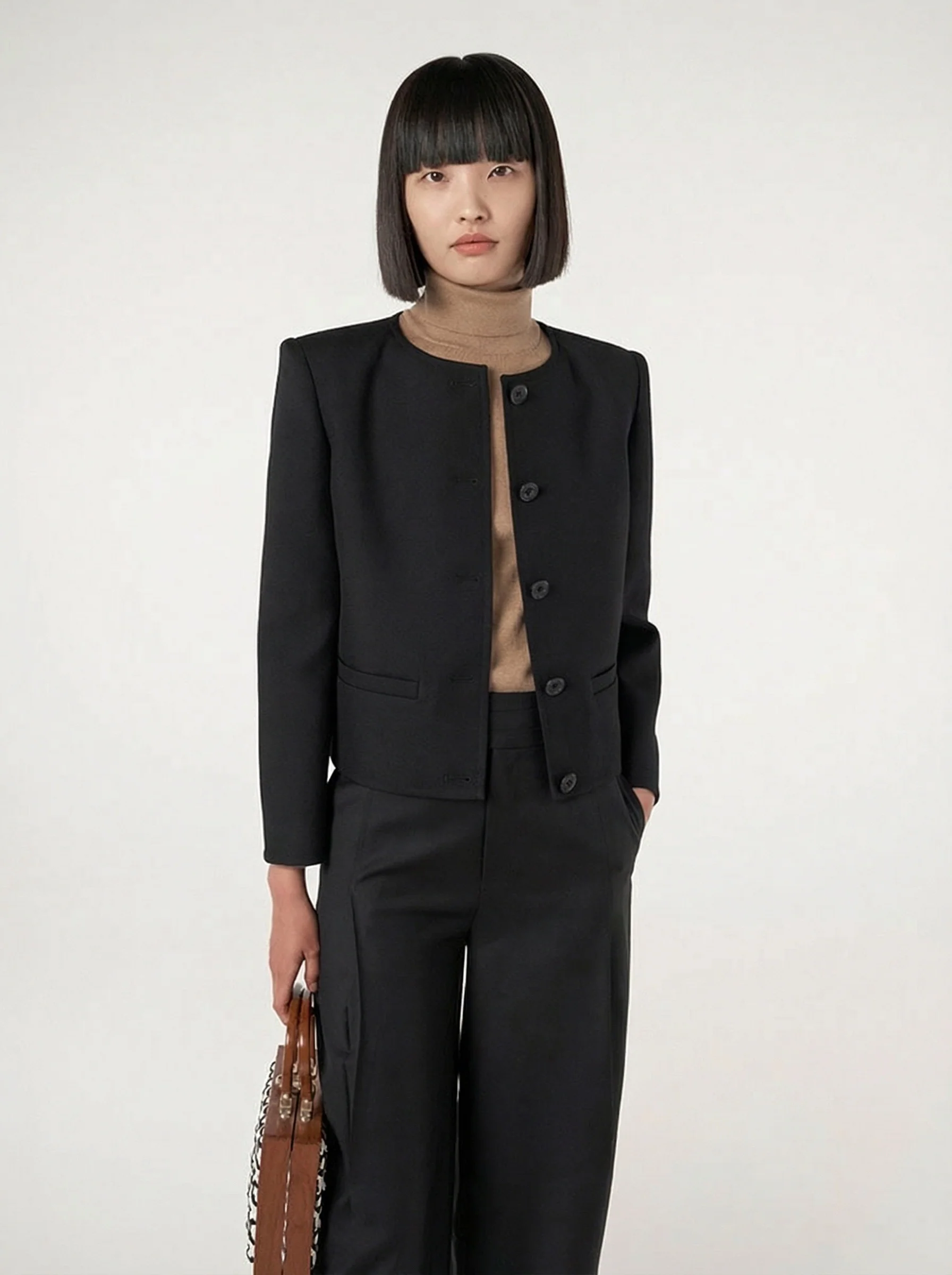 Classic Round Neck Box Jacket - Image 4