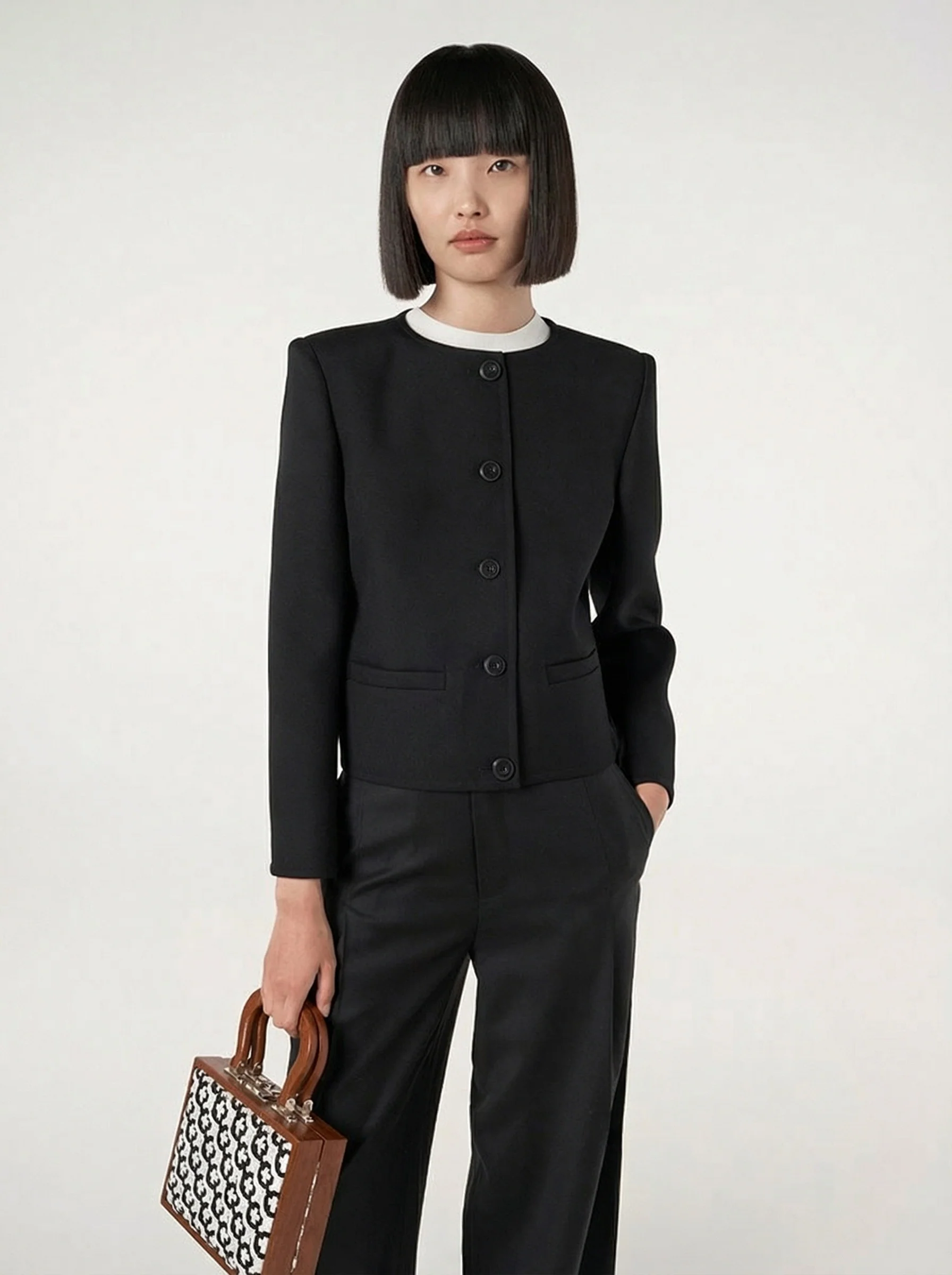 Classic Round Neck Box Jacket - Image 5