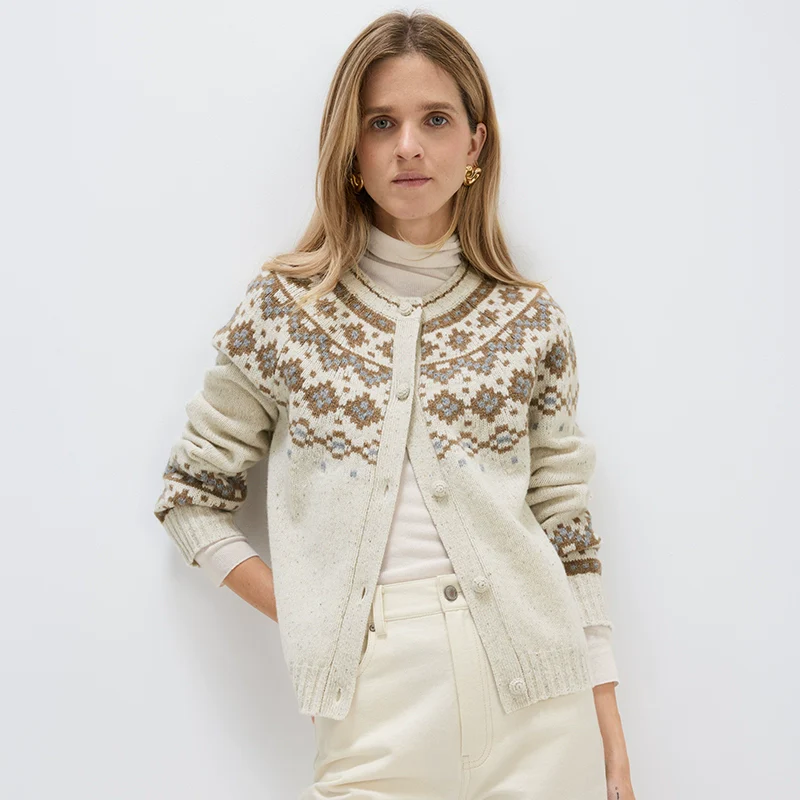 Cleo Merino Fair Isle Cardigan - Image 4