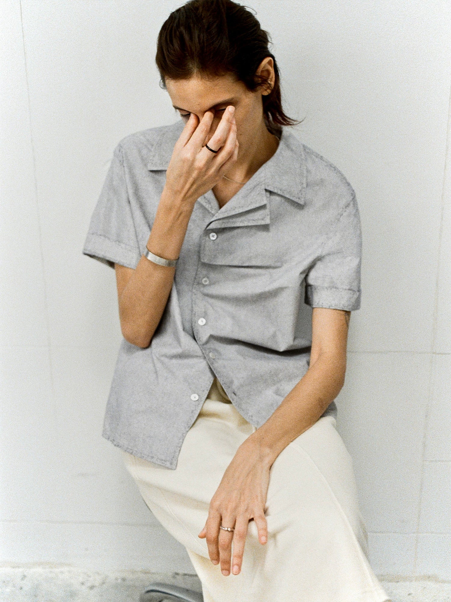 Cloud-Dyed Double-Collar Camp Shirt