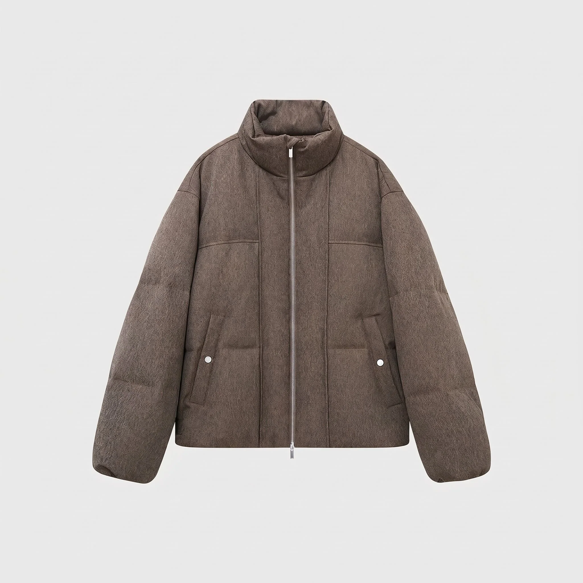 Coarse Linen Texture Puffer Jacket - Image 13