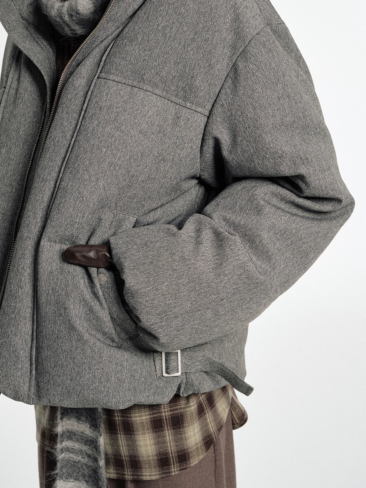 Coarse Linen Texture Puffer Jacket - Image 3