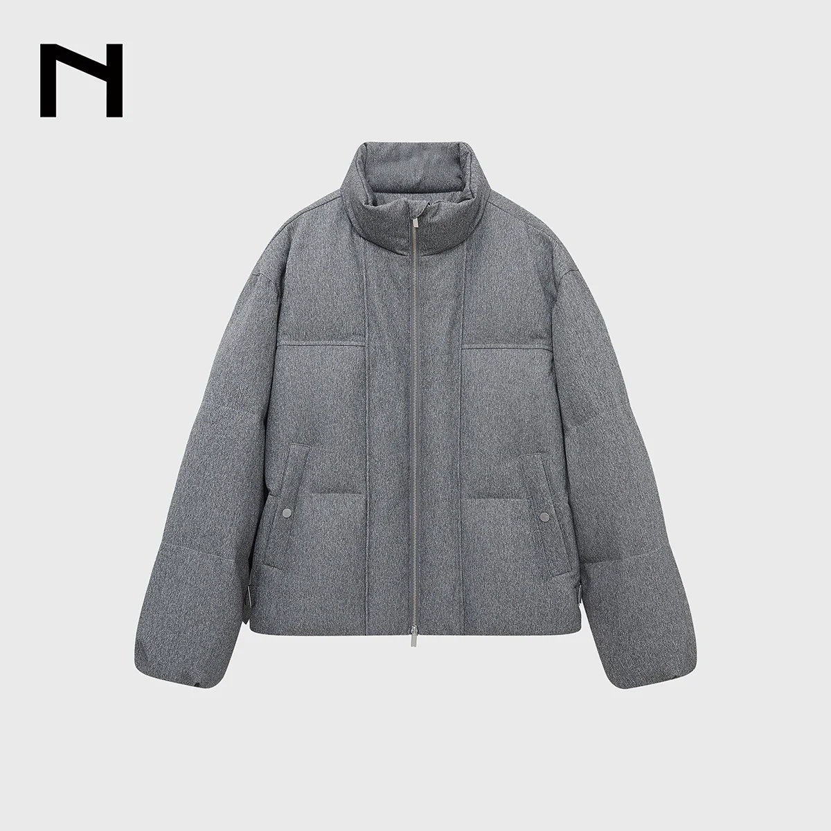 Coarse Linen Texture Puffer Jacket - Image 6