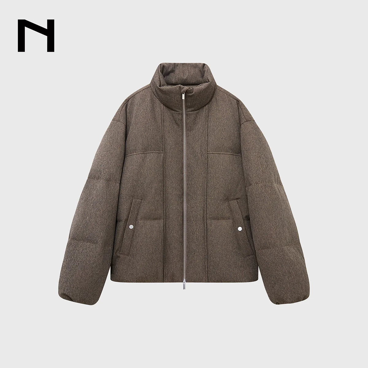 Coarse Linen Texture Puffer Jacket - Image 8