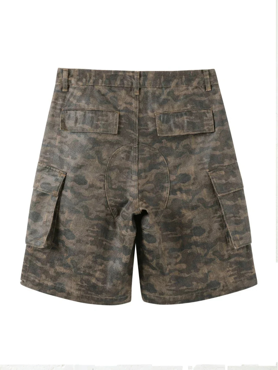 Coated Camo Cargo Shorts - Image 6
