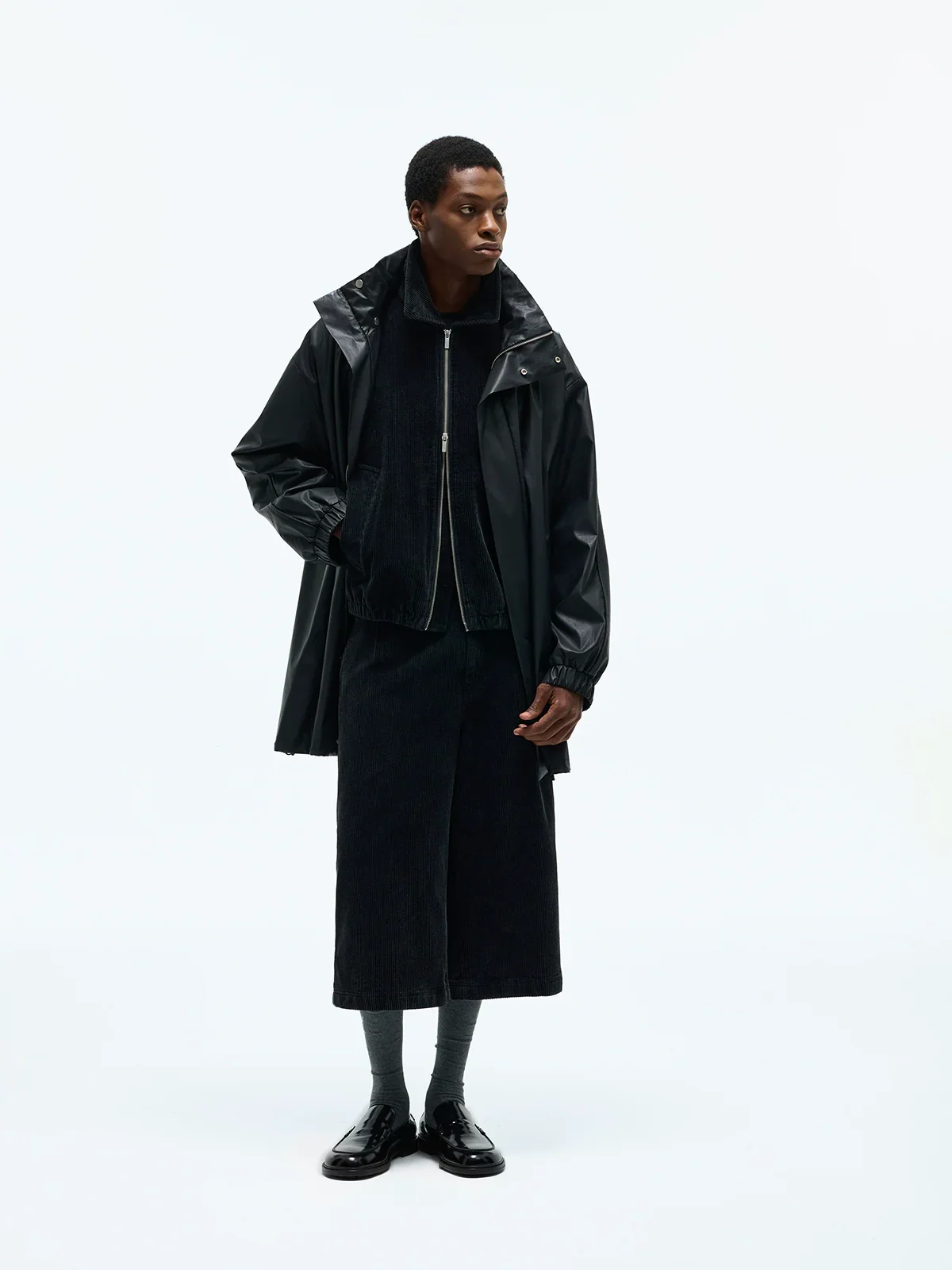 Coated Cotton Stand-Collar Windbreaker
