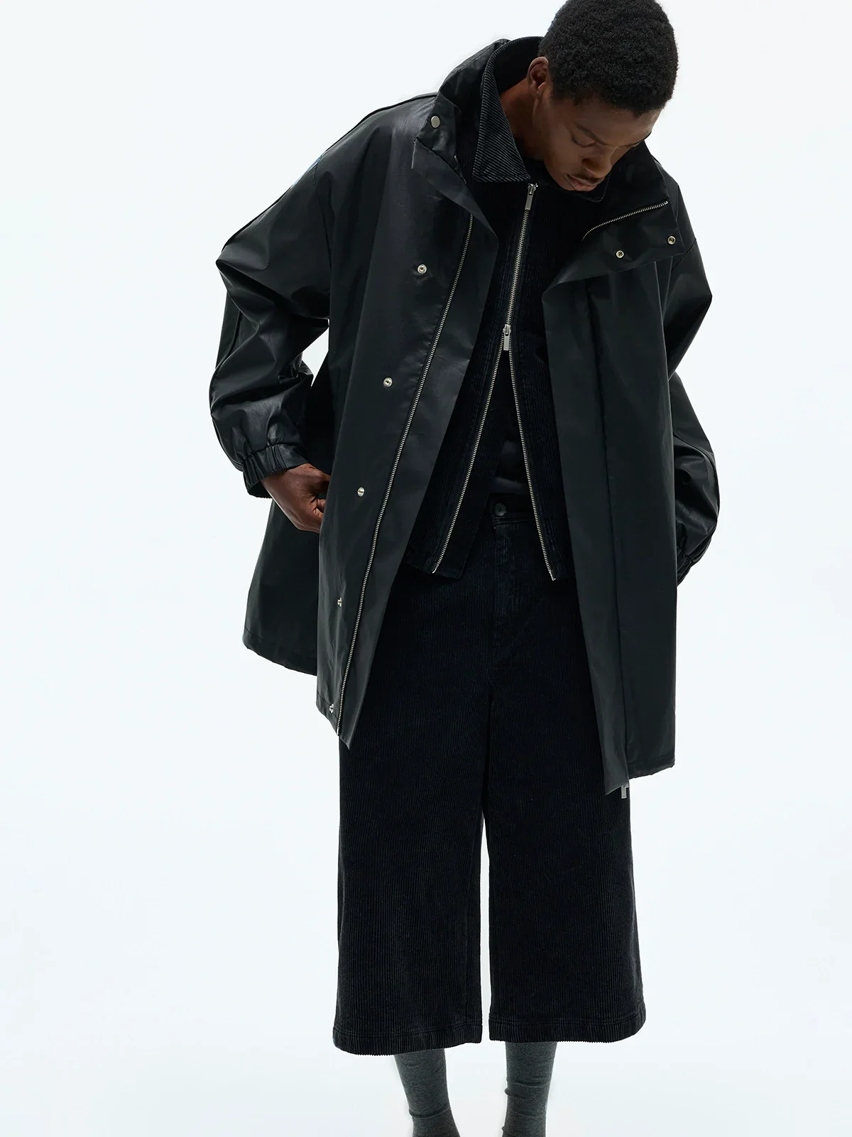 Coated Cotton Stand-Collar Windbreaker - Image 5