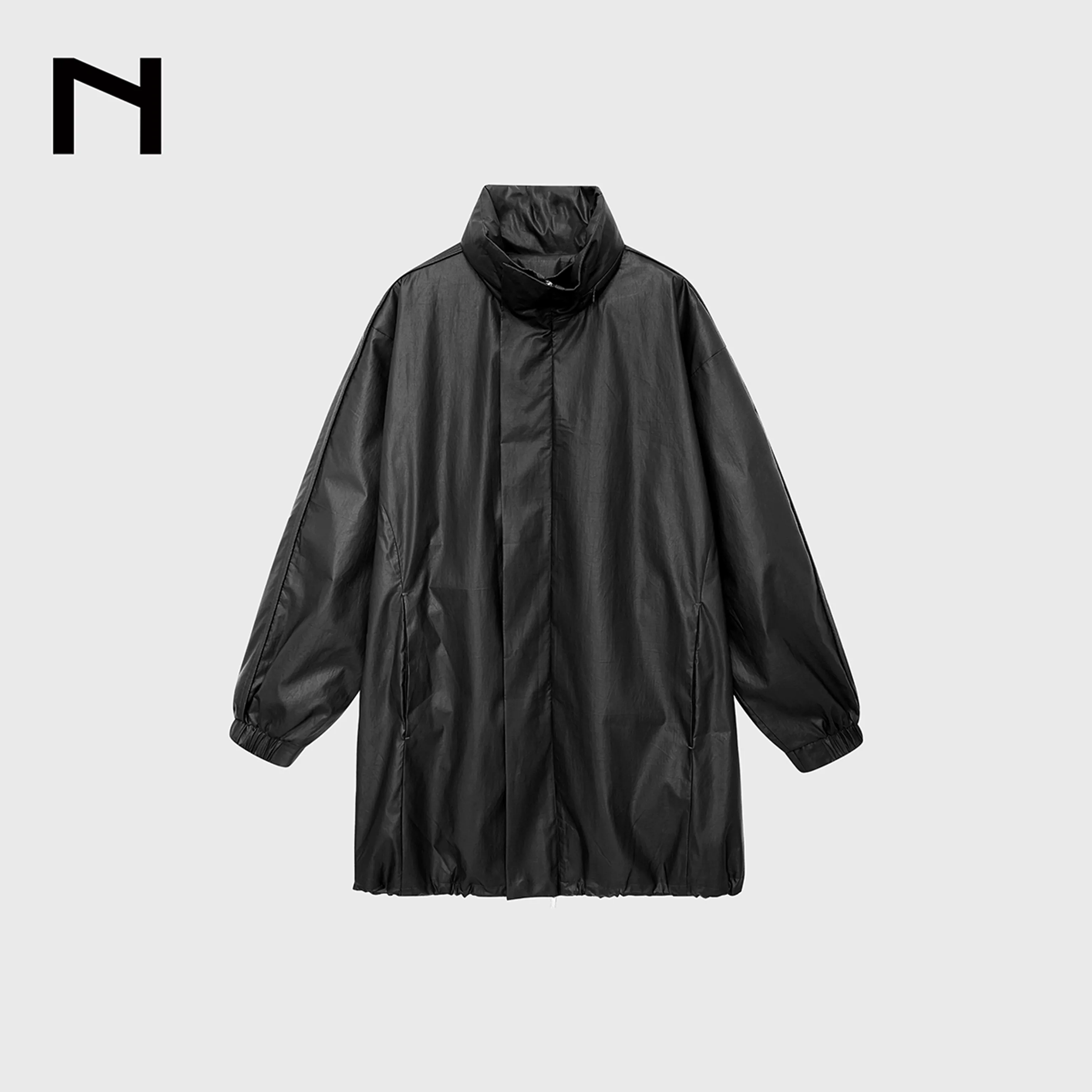 Coated Cotton Stand-Collar Windbreaker - Image 6