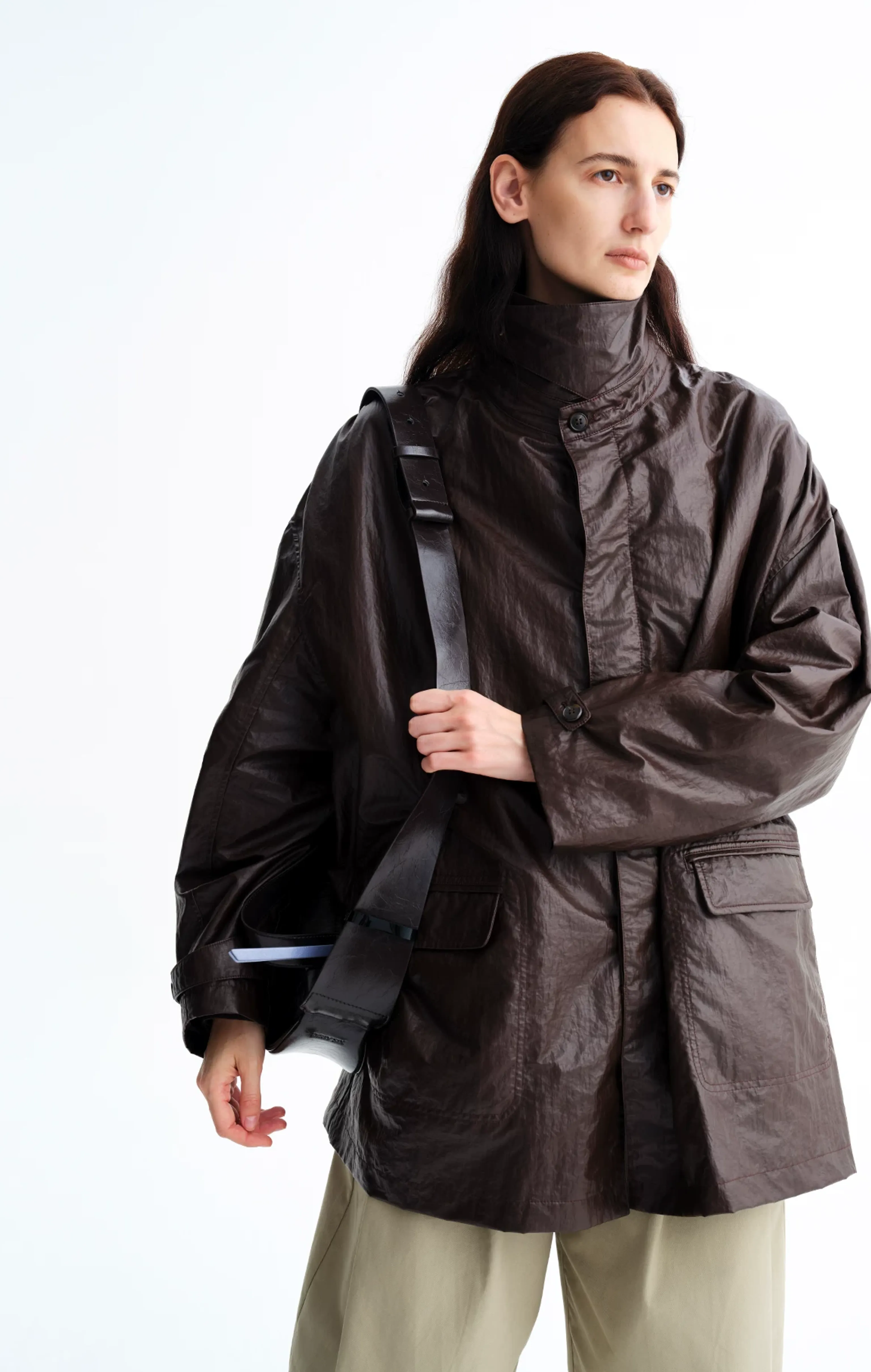 Coated Nylon Stand-Collar Coat - Image 2