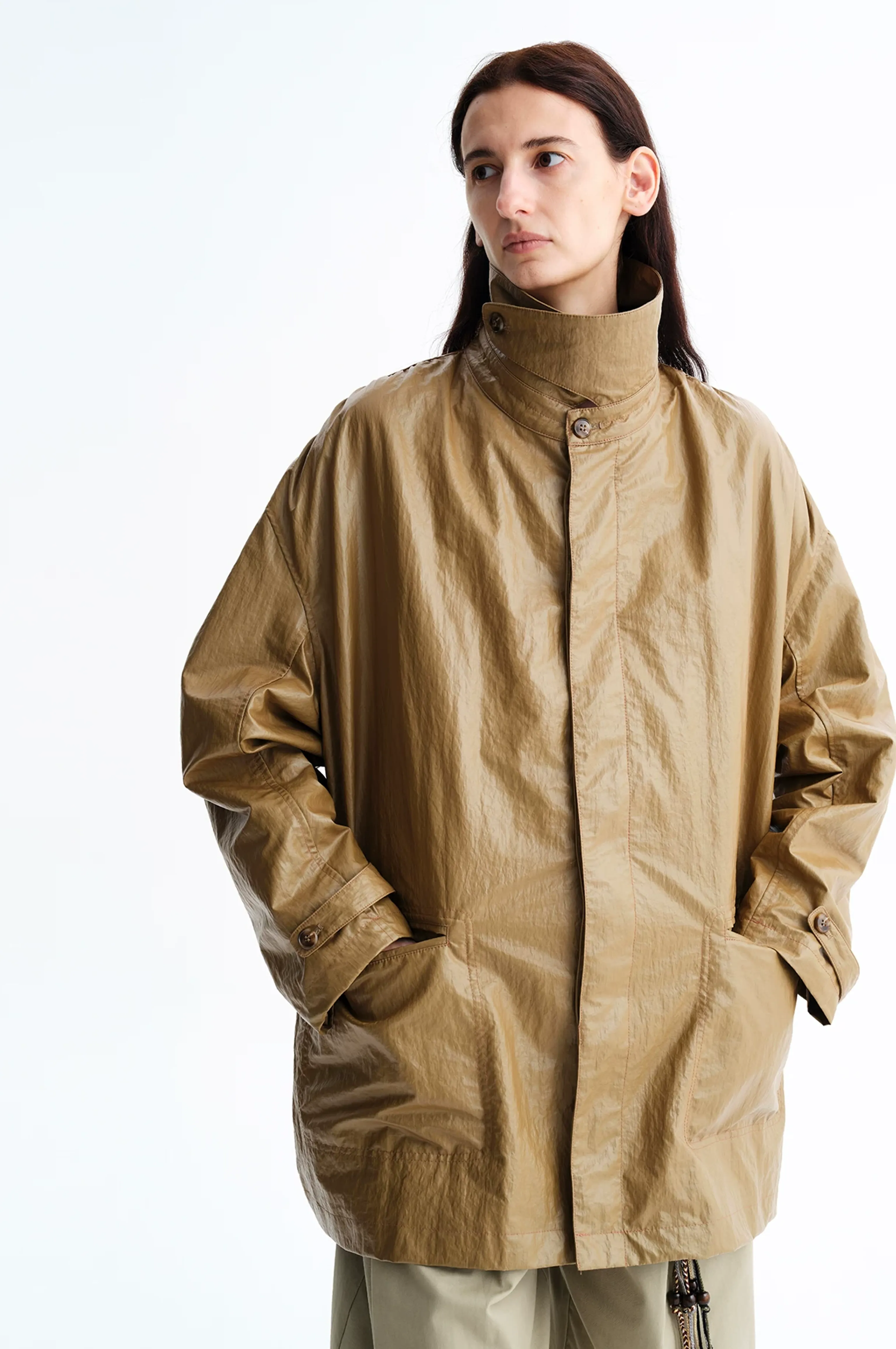 Coated Nylon Stand-Collar Coat - Image 3