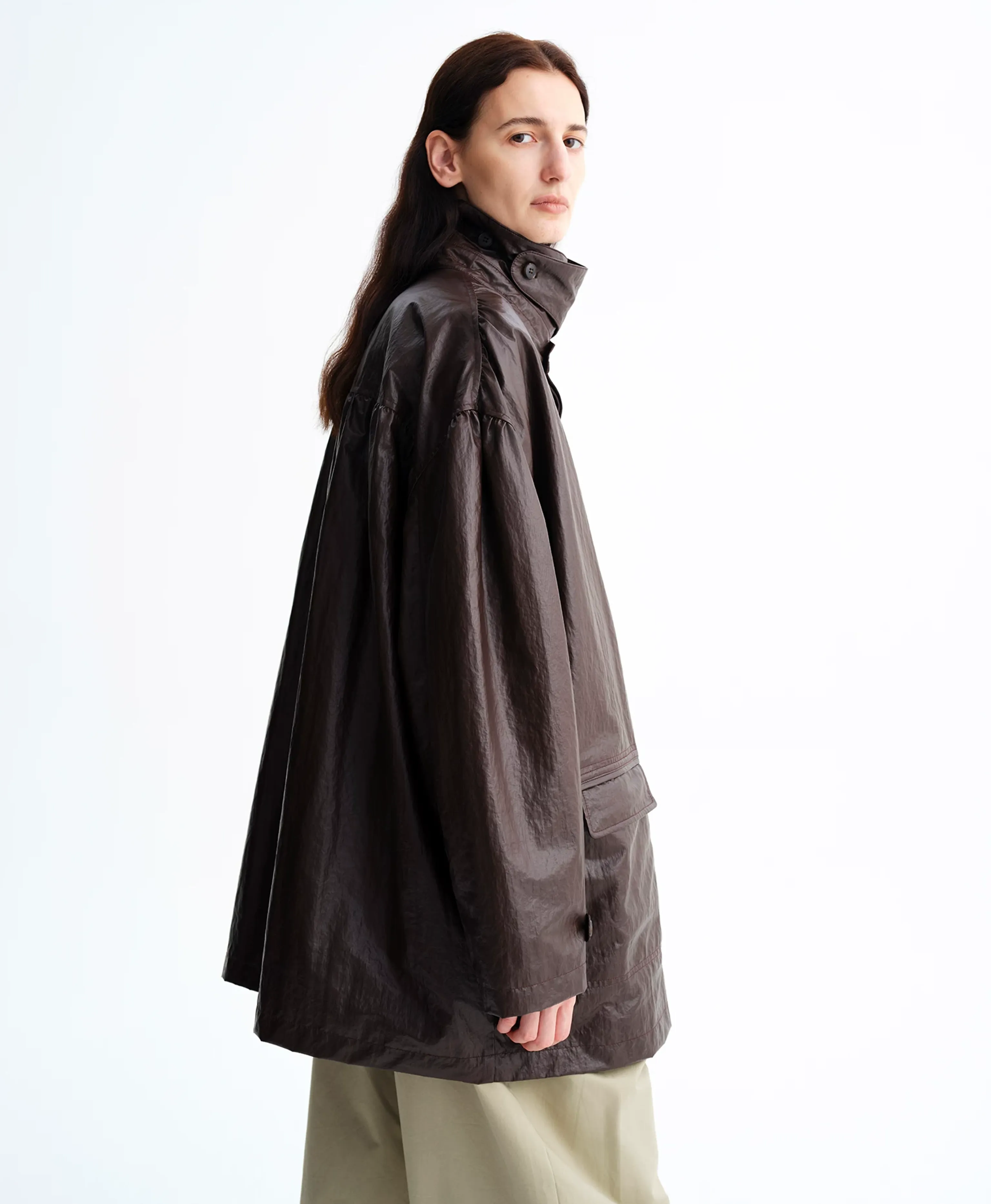 Coated Nylon Stand-Collar Coat - Image 4