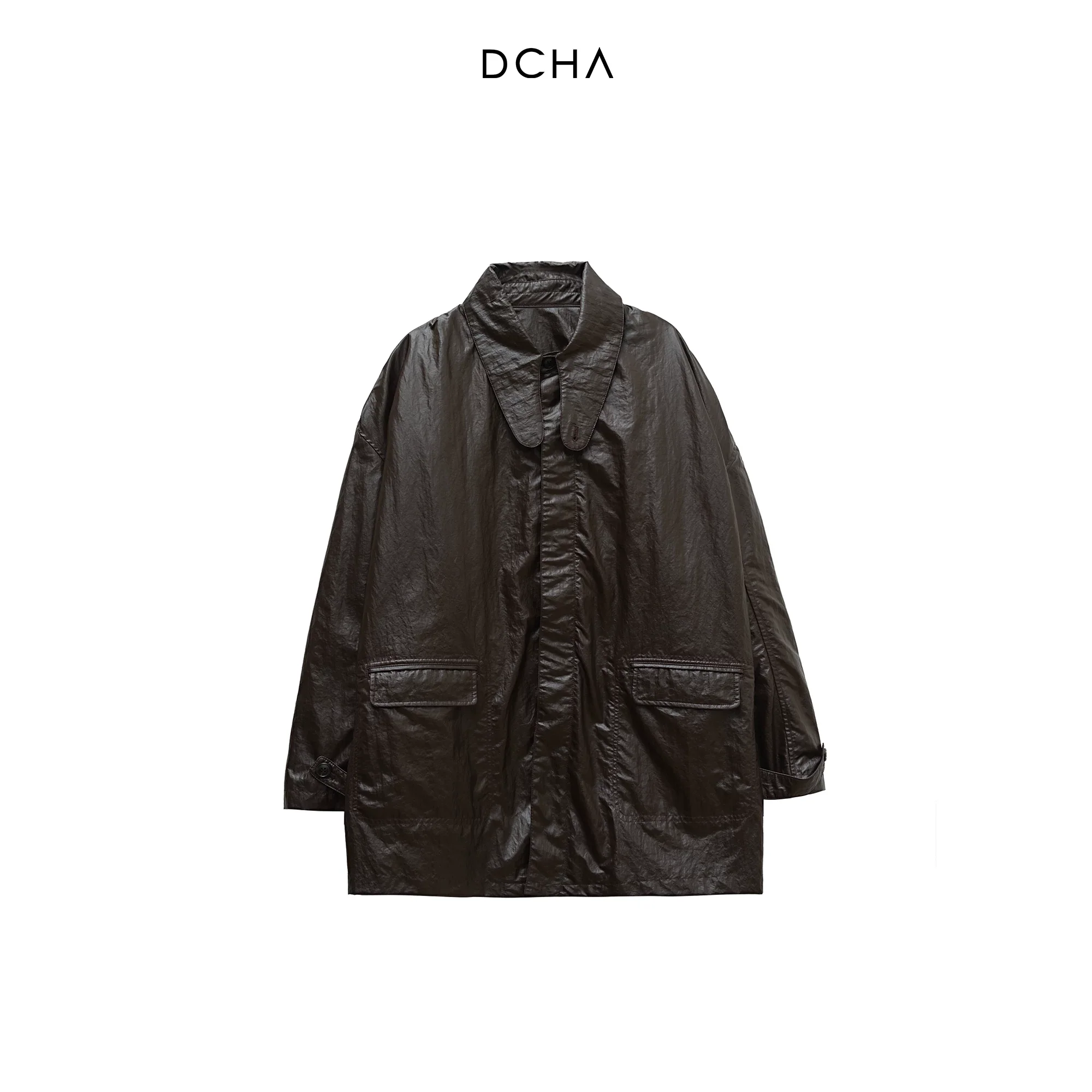 Coated Nylon Stand-Collar Coat - Image 7