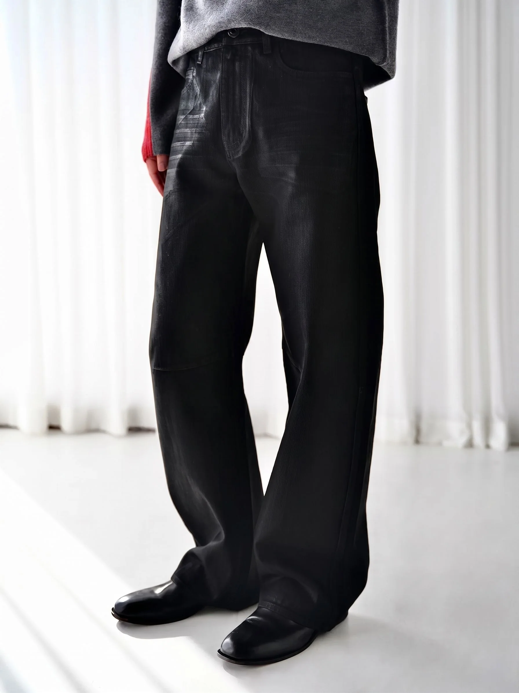 Coated Wide-Leg Jeans