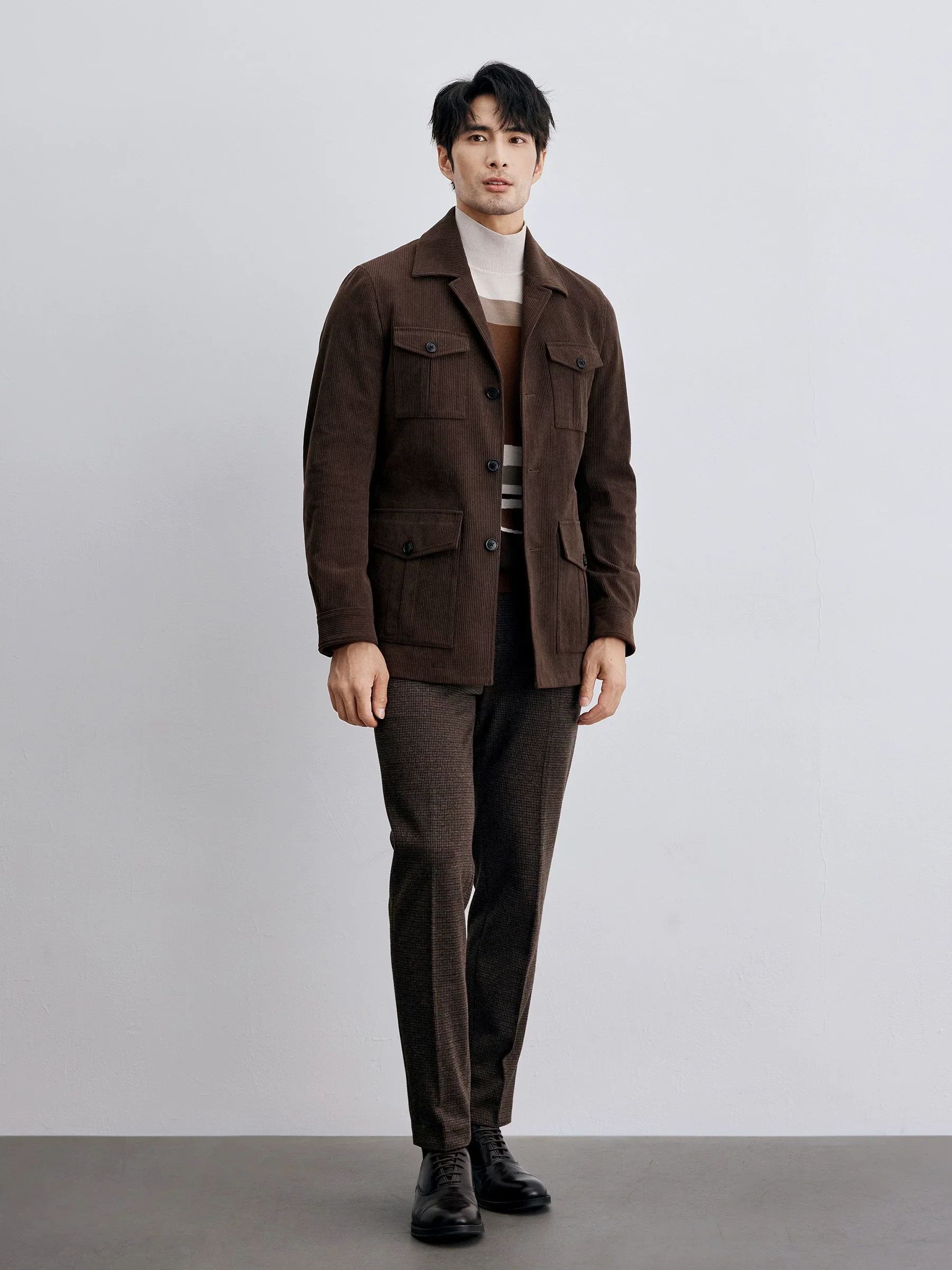 Coffee Corduroy Safari Jacket - Image 3