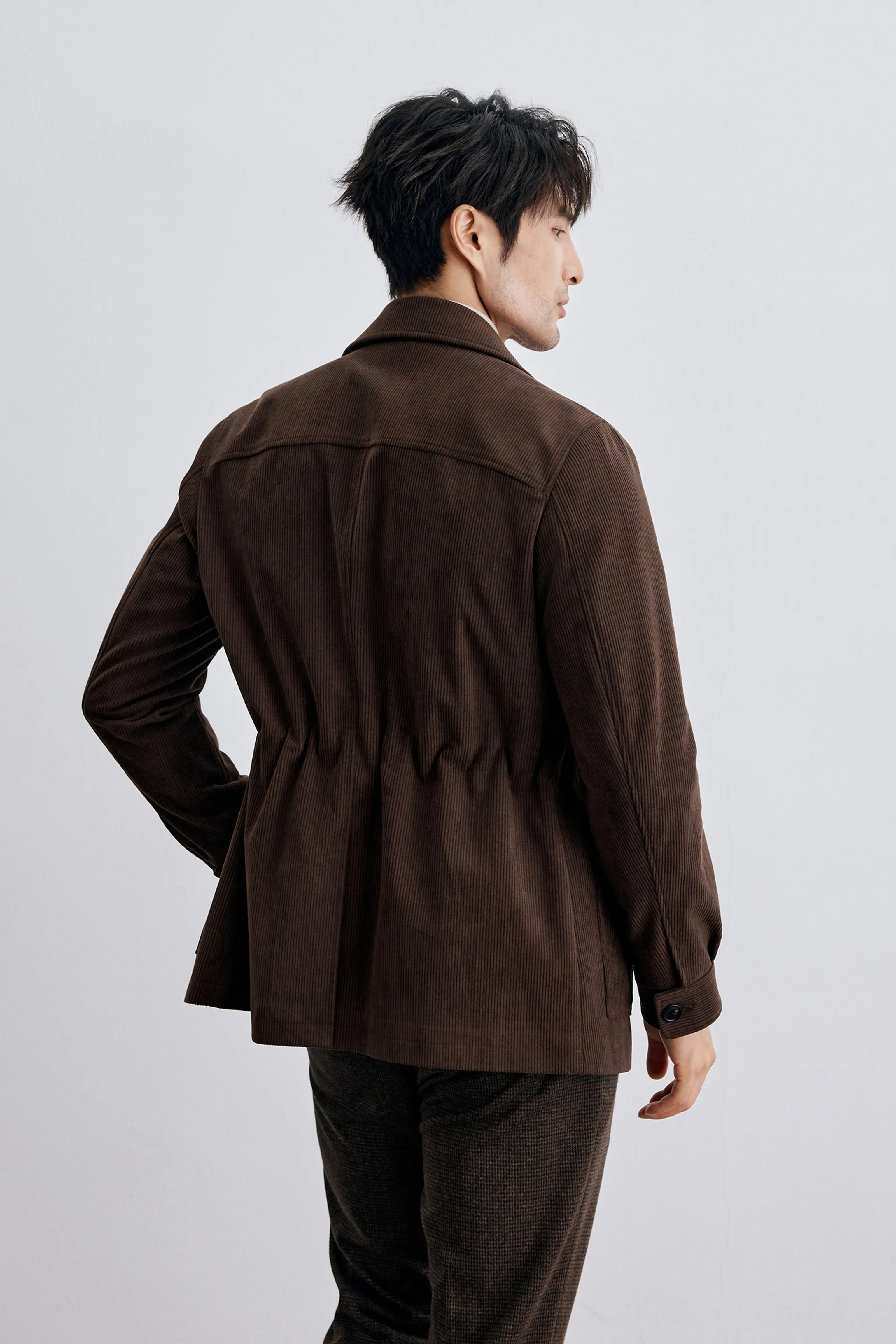 Coffee Corduroy Safari Jacket - Image 5