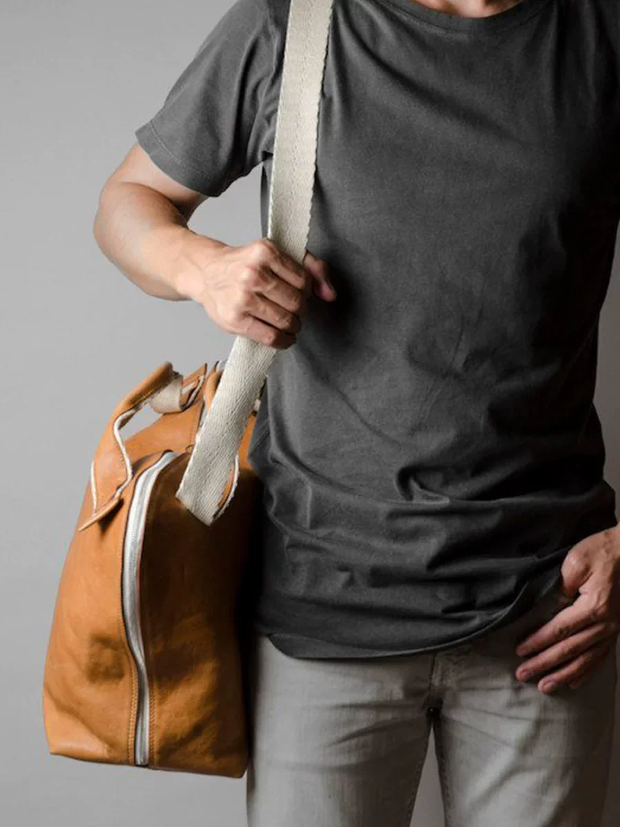 Cognac Top-Grain Leather Weekender - Image 2