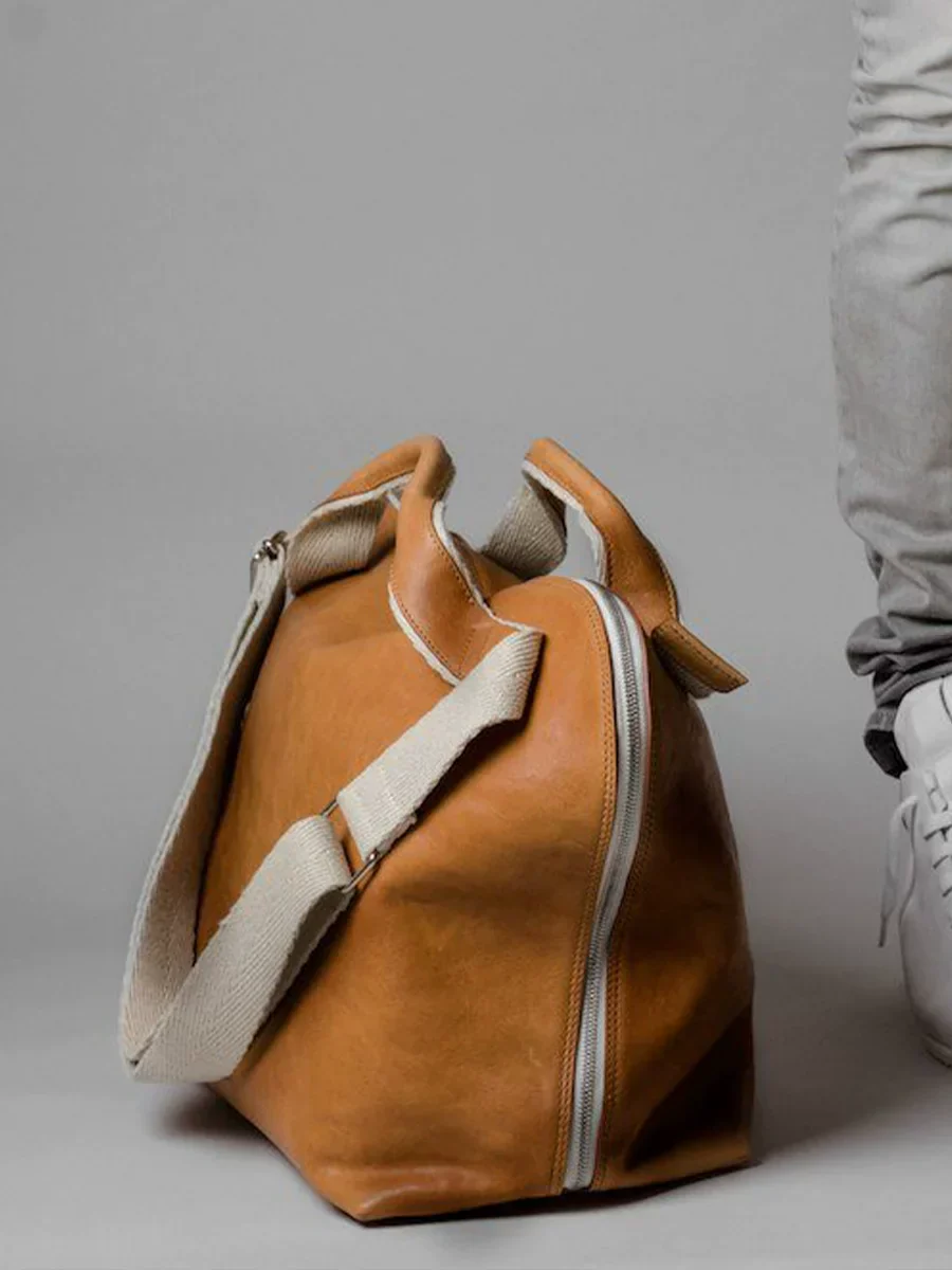 Cognac Top-Grain Leather Weekender - Image 3