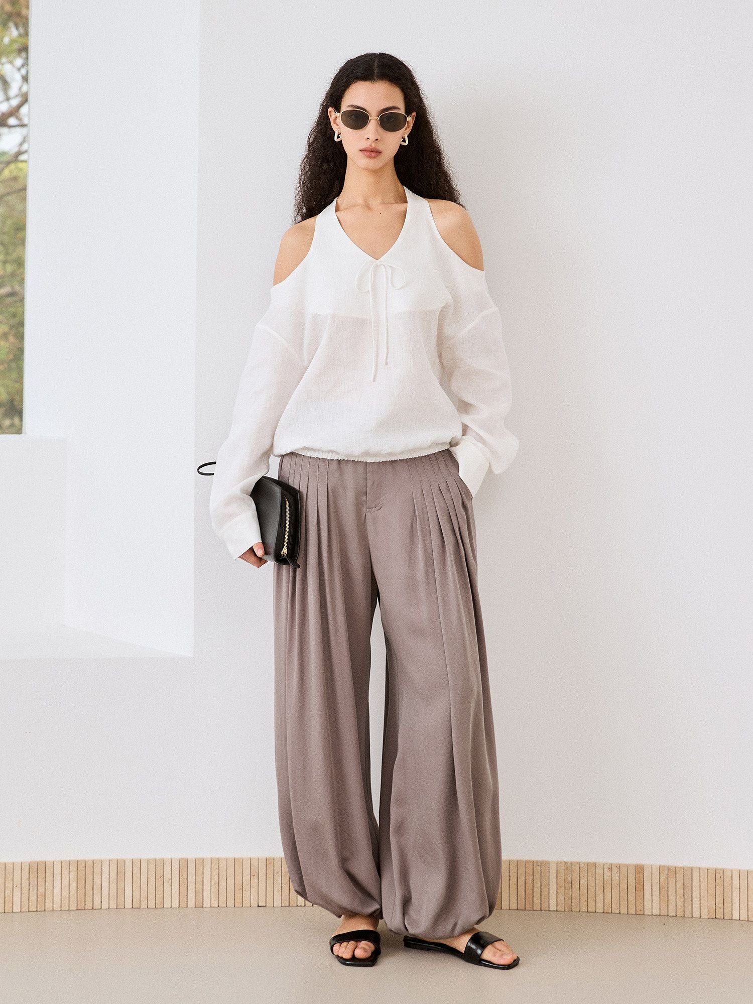 Cold-Shoulder Tie Blouse - Image 4