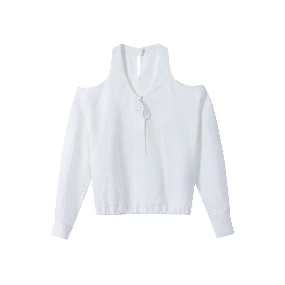 Cold-Shoulder Tie Blouse - Image 6