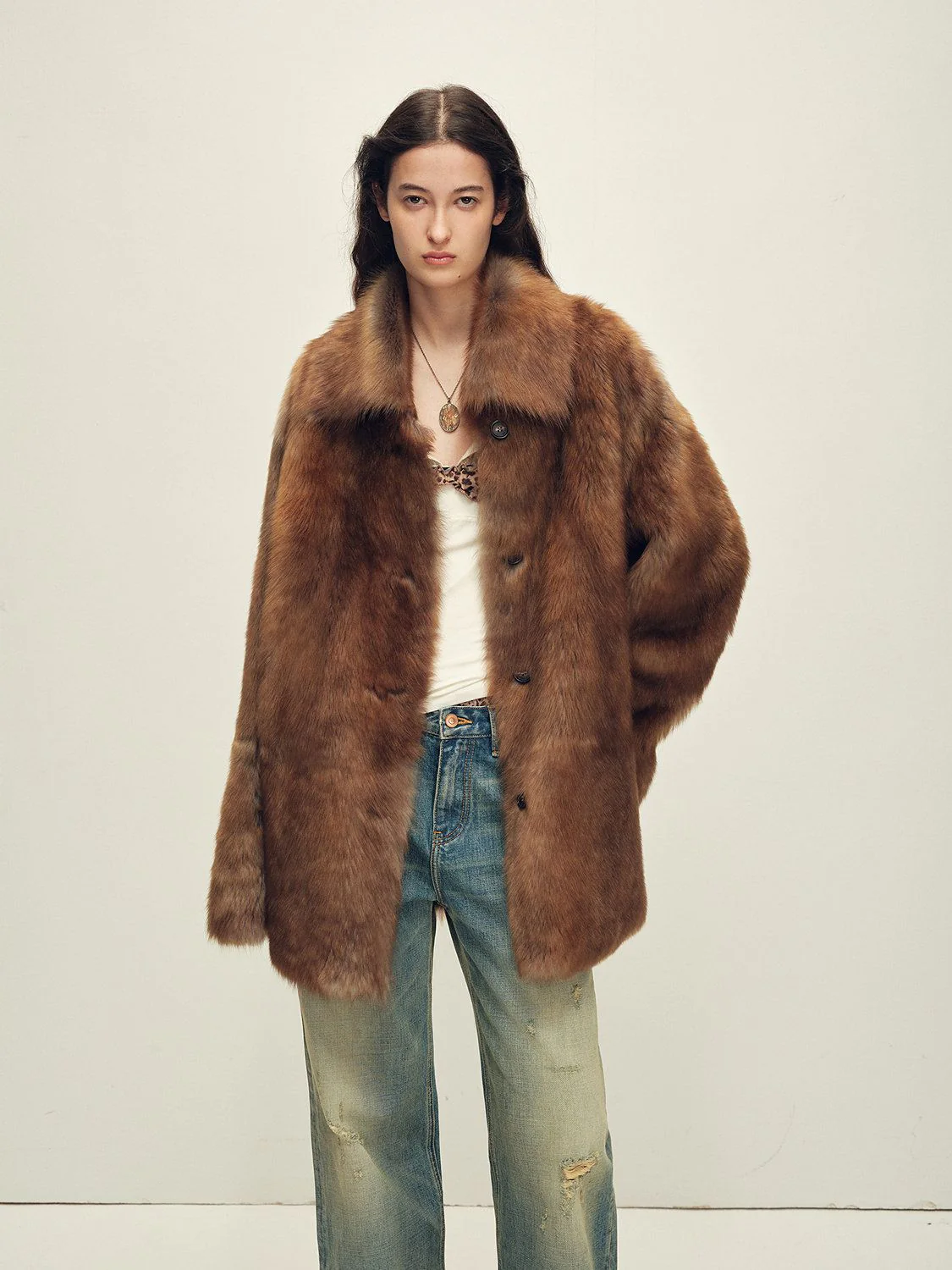 Collared Fur Jacket - Image 3