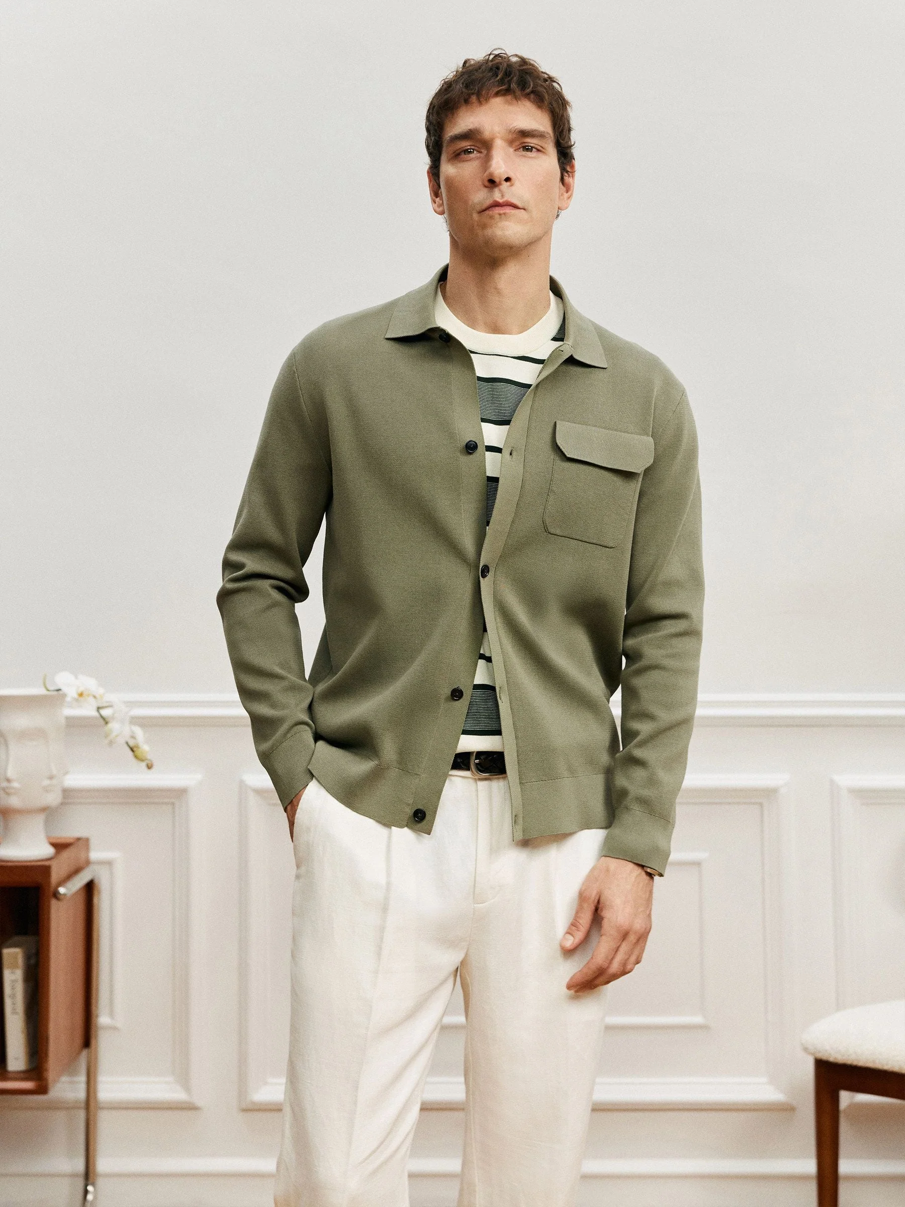 Collared Knit Cardigan - Image 3