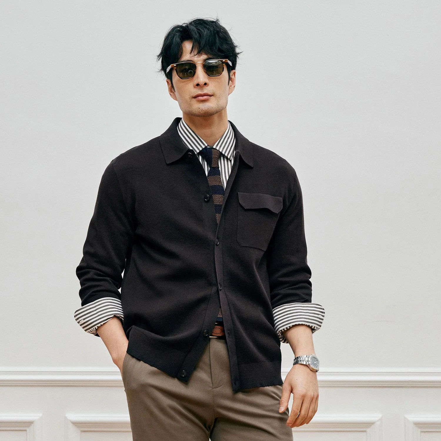 Collared Knit Cardigan - Image 6