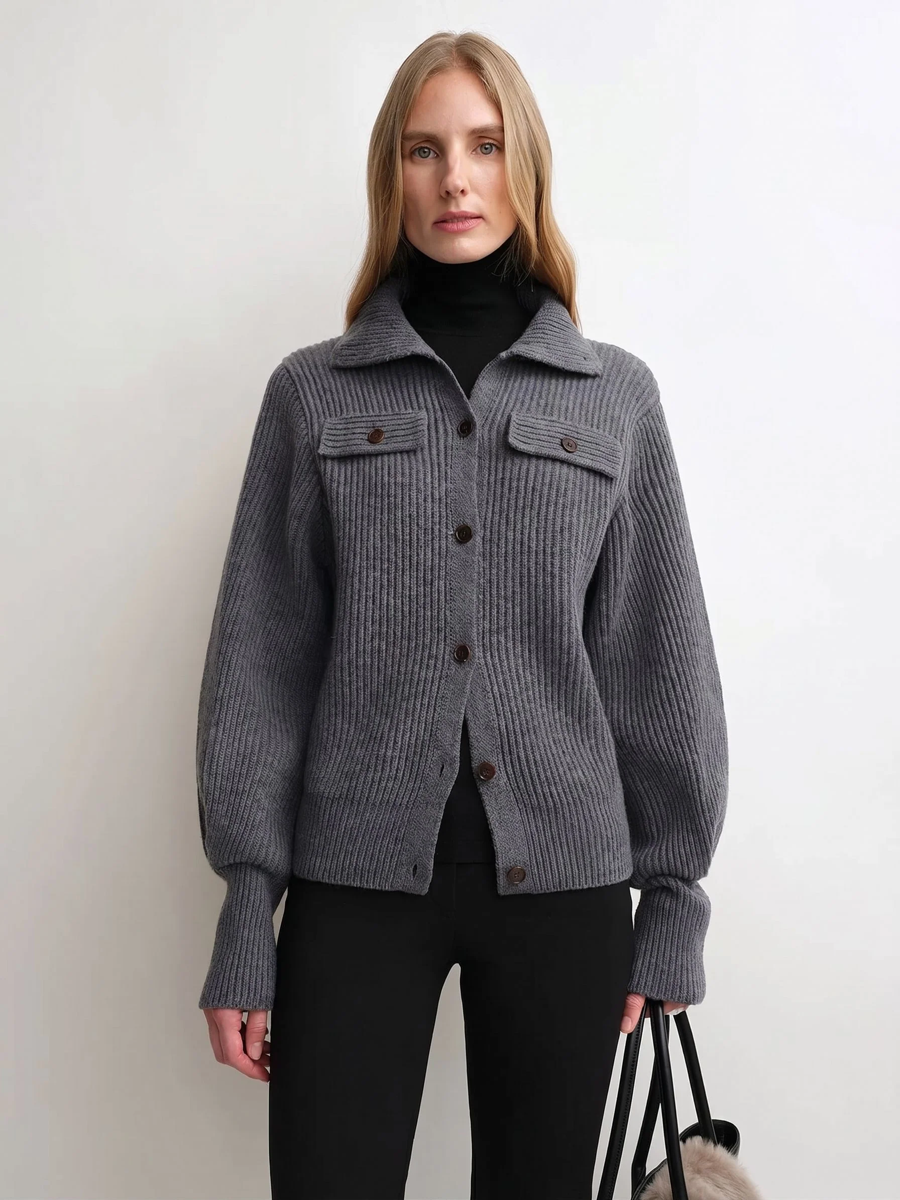 Collared Rib Cardigan
